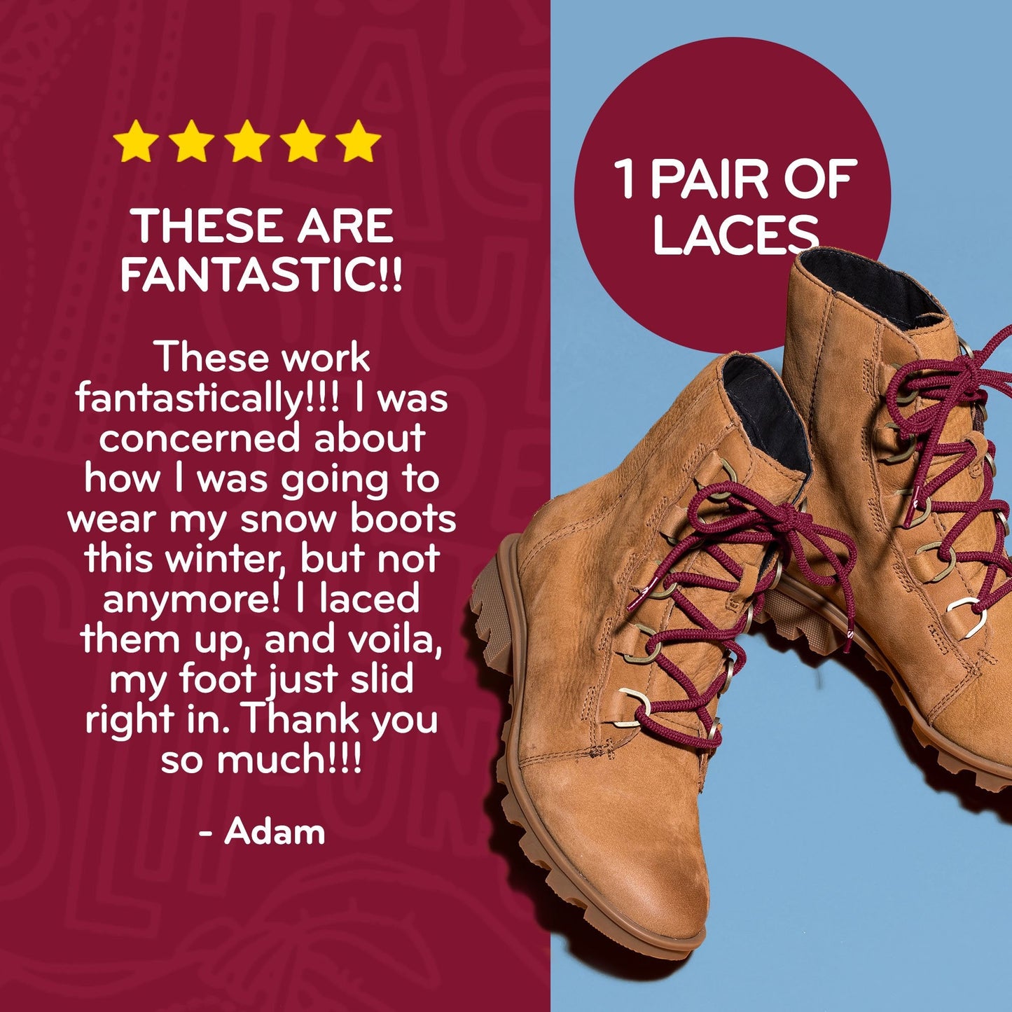 Dark Red Round Elastic Stretch Shoe Laces