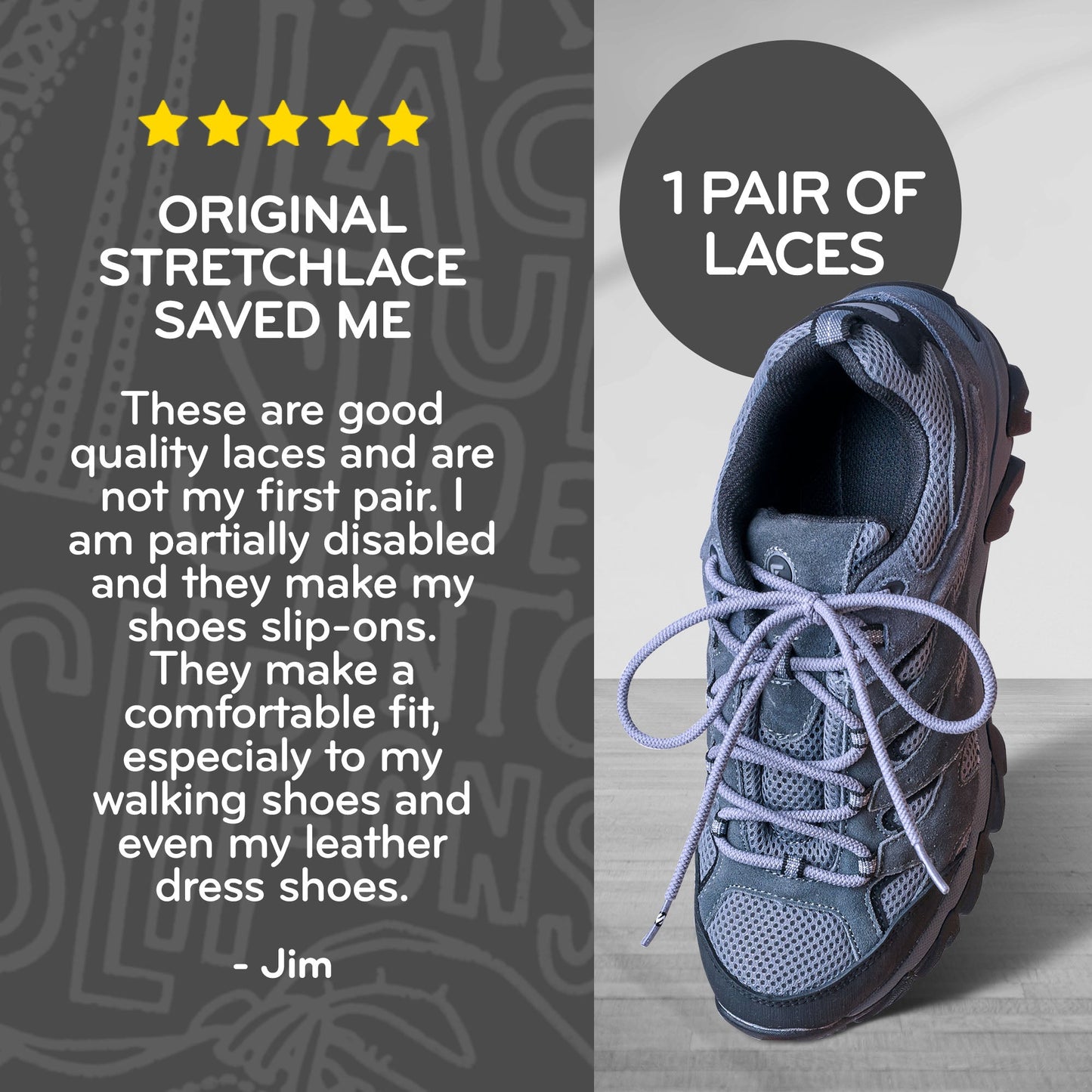 Grey Round Elastic Stretch Shoe Laces