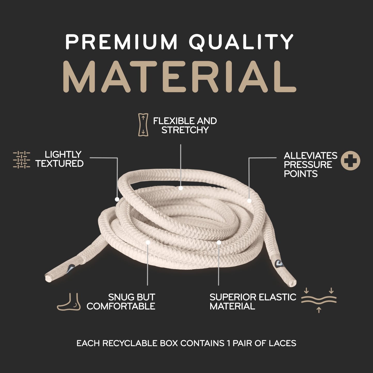 Ivory Round Elastic Stretch Shoe Laces