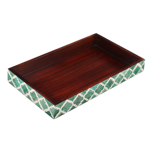 Vanity Trays Moroccan Pattern Bone & Resin Inlay Collection in 10x6, Green & White - Concordia Style Boutique
