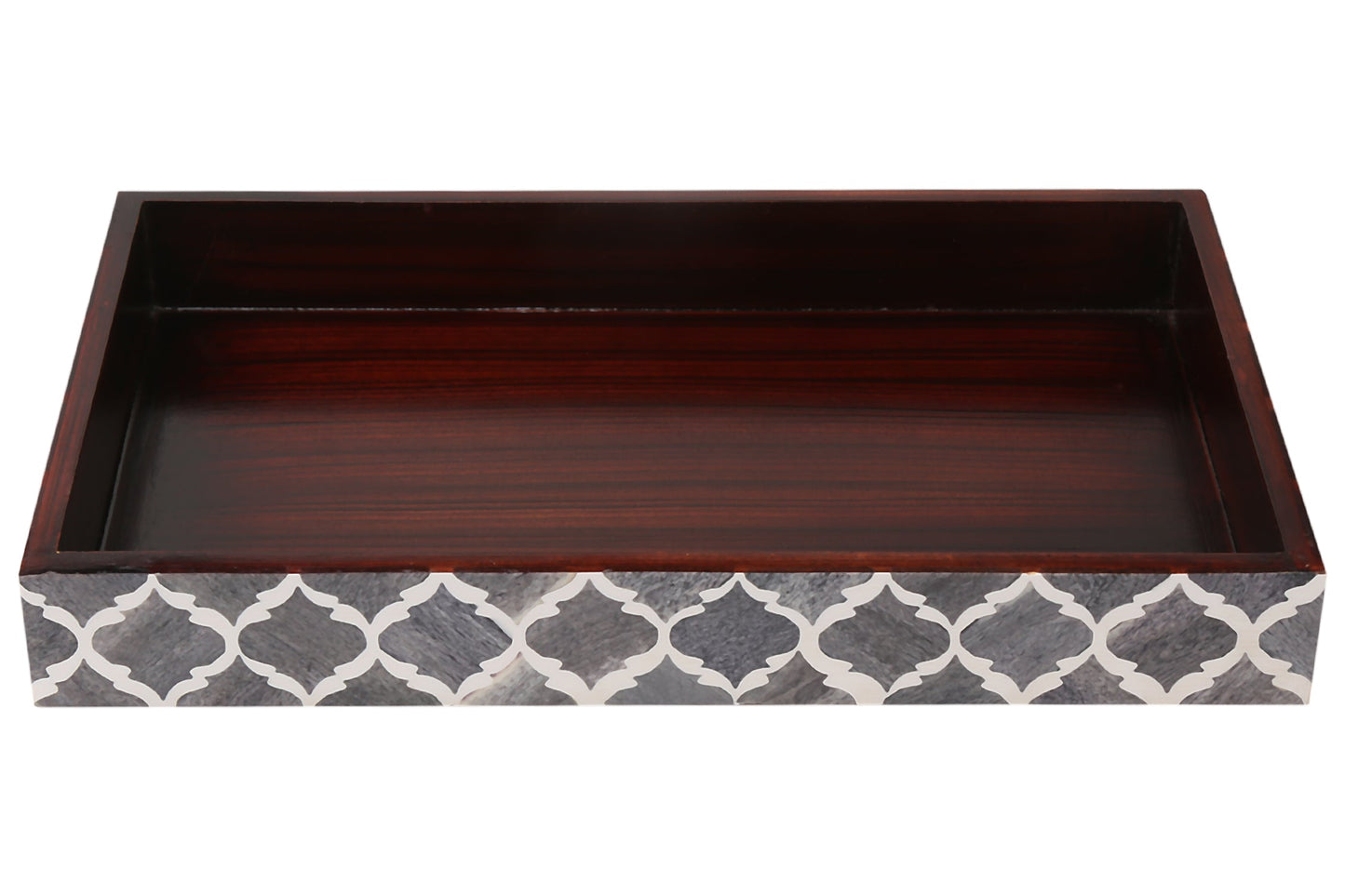 Vanity Trays Moroccan Pattern Bone & Resin Inlay Collection in 10x6, Grey & White - Concordia Style Boutique