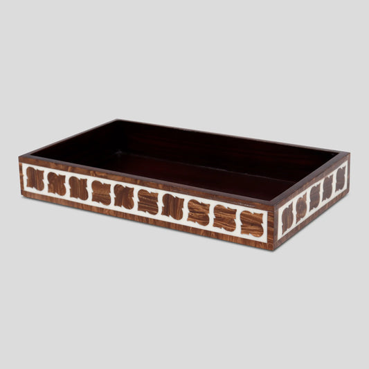 Vanity Tray Illusion Yinyang Pattern Resin Inlay Collection in 10x6, Brown - Concordia Style Boutique