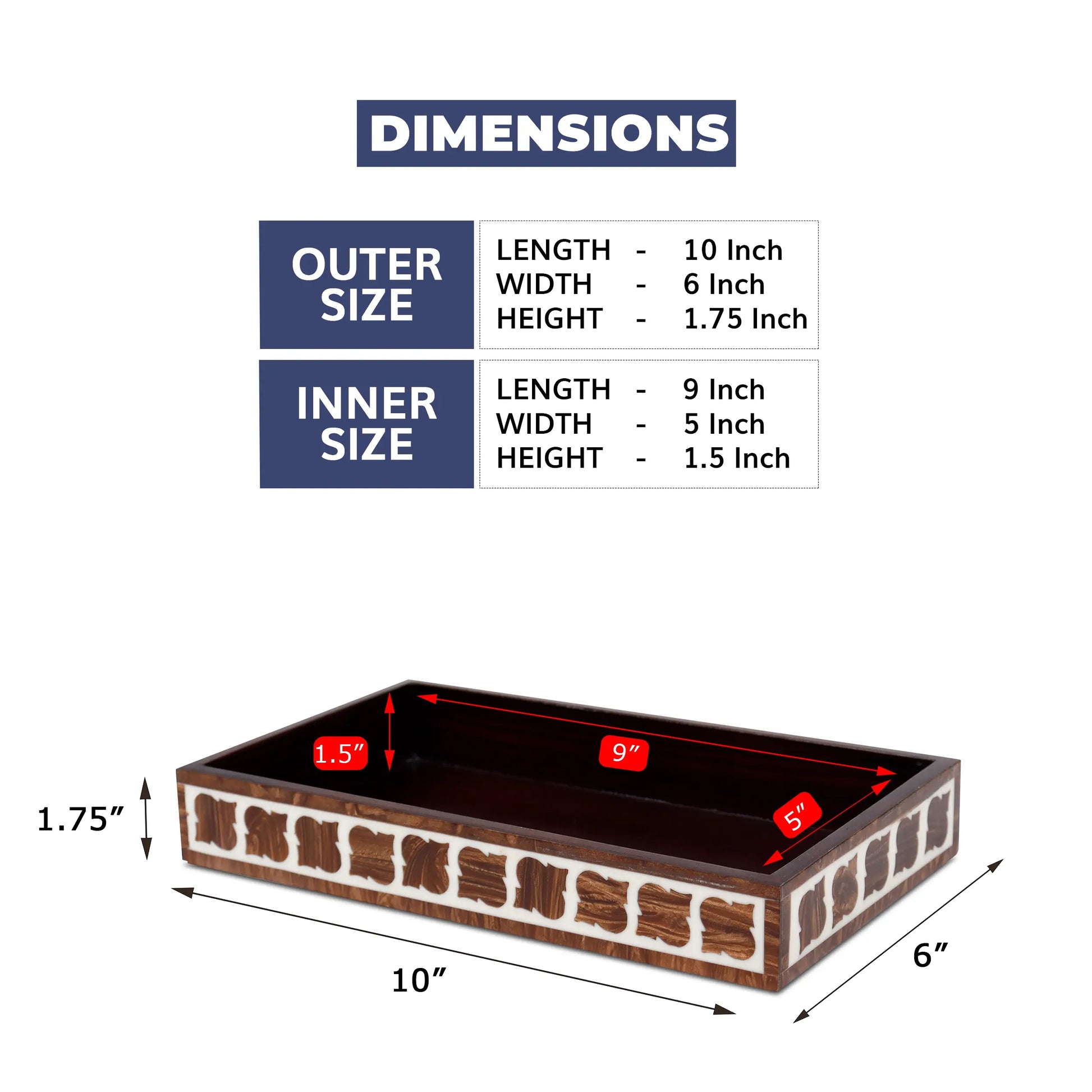 Vanity Tray Illusion Yinyang Pattern Resin Inlay Collection in 10x6, Brown - Concordia Style Boutique