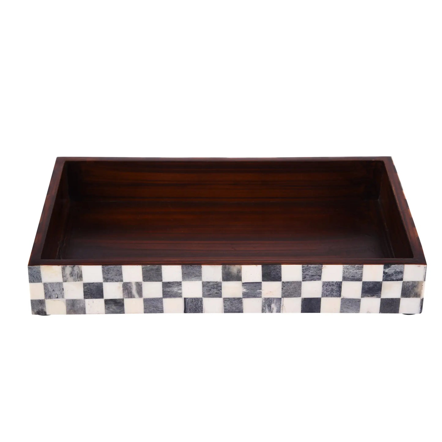 Vanity Trays Parlour Checkered Pattern Bone Inlay Collection in 10x6 - Concordia Style Boutique