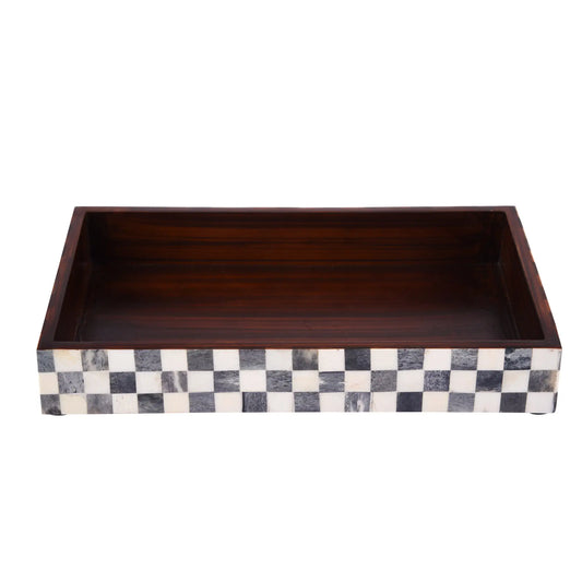 Vanity Trays Parlour Checkered Pattern Bone Inlay Collection in 10x6 - Concordia Style Boutique
