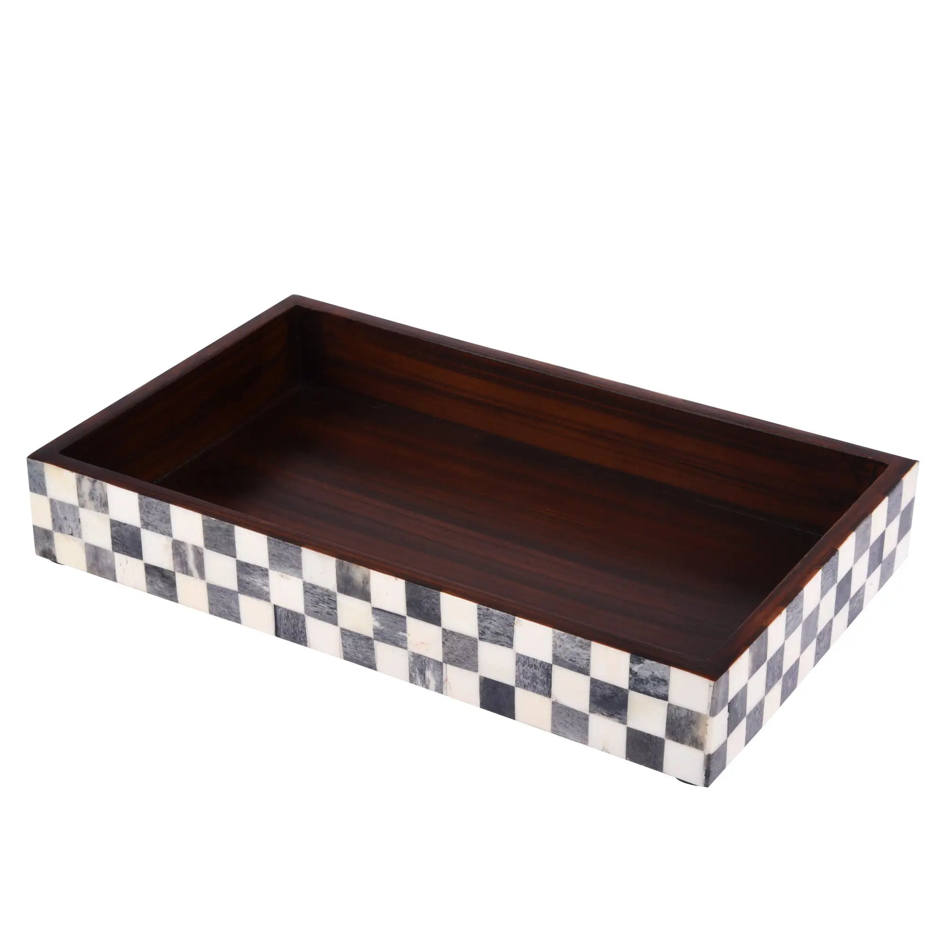 Vanity Trays Parlour Checkered Pattern Bone Inlay Collection in 10x6 - Concordia Style Boutique