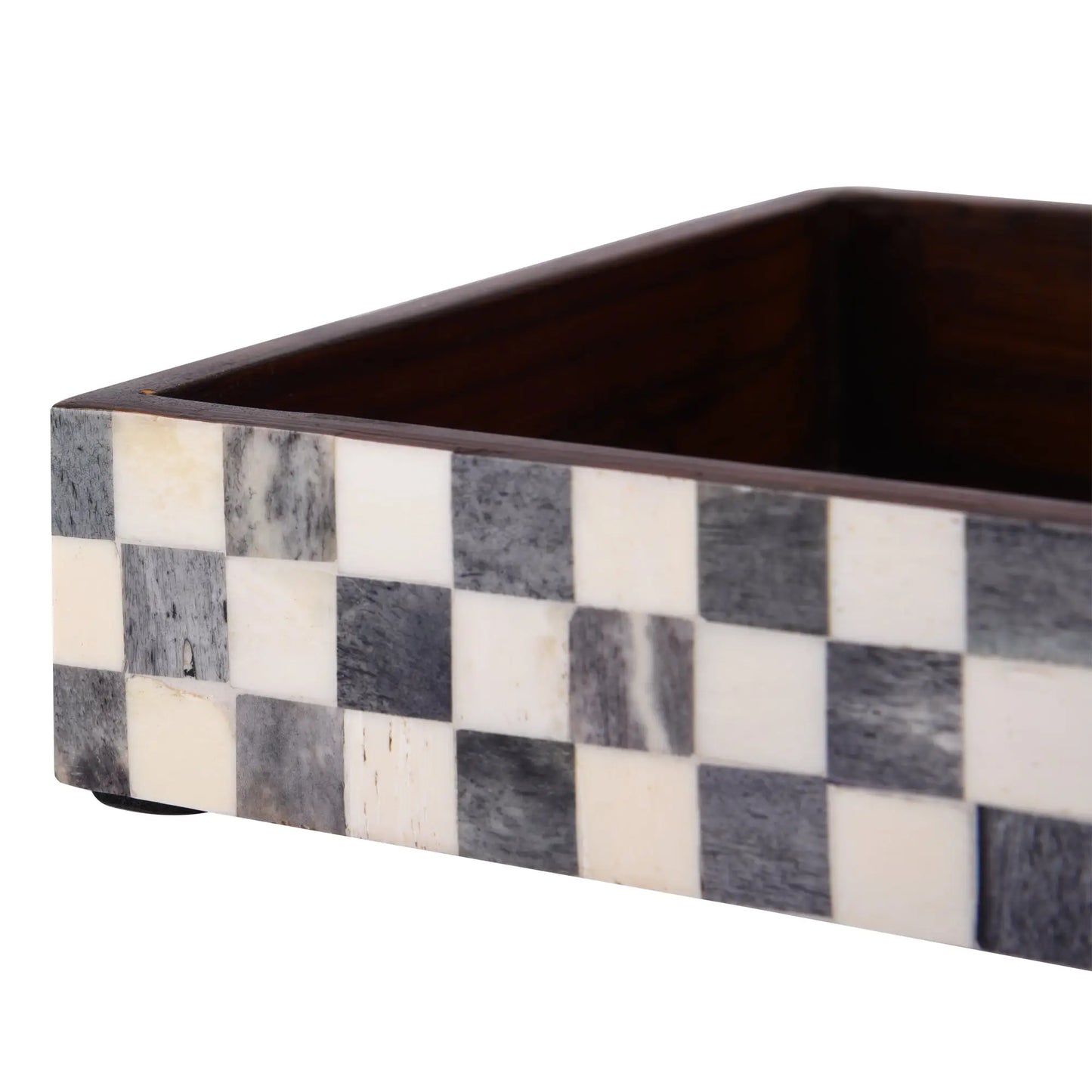 Vanity Trays Parlour Checkered Pattern Bone Inlay Collection in 10x6 - Concordia Style Boutique