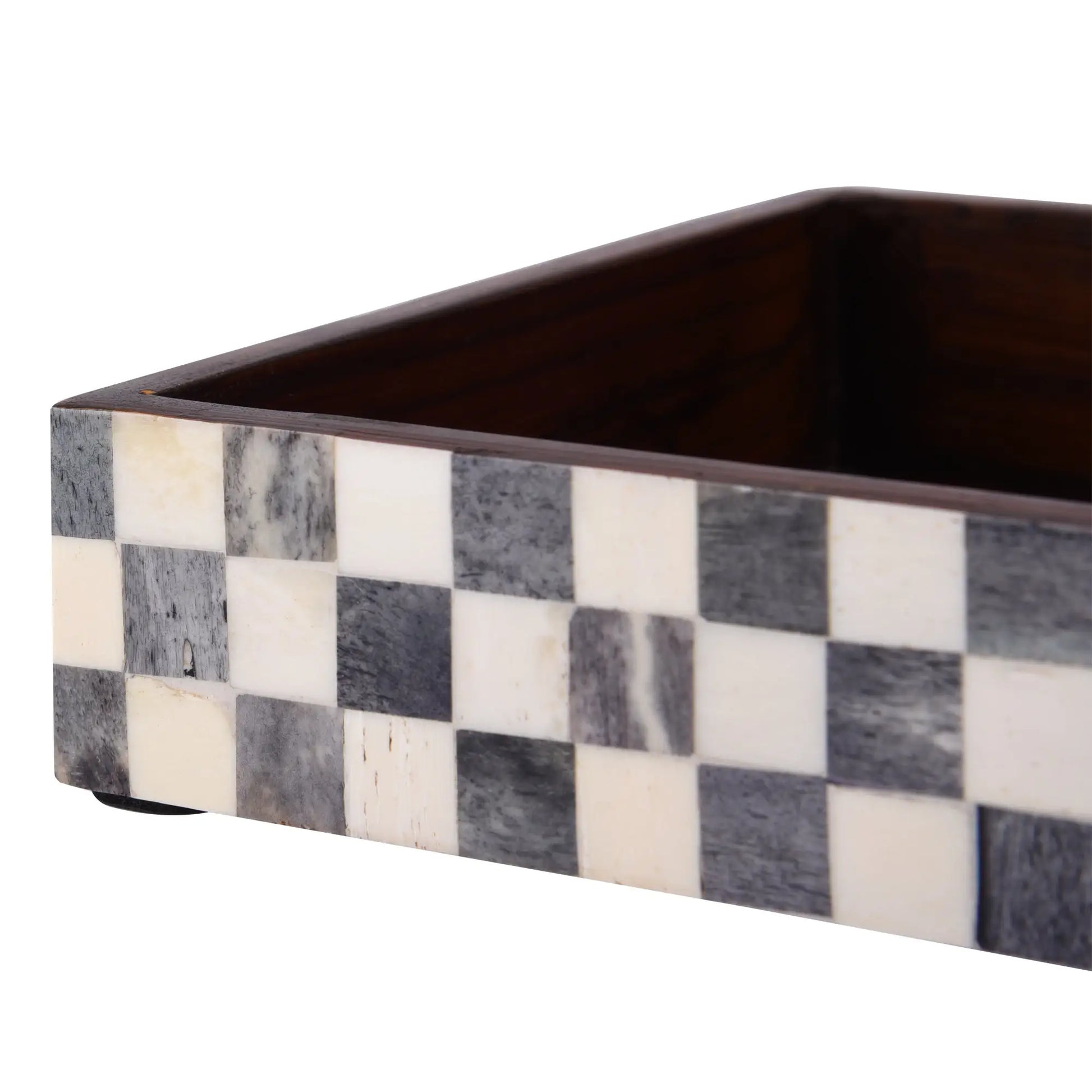 Vanity Trays Parlour Checkered Pattern Bone Inlay Collection in 10x6 - Concordia Style Boutique