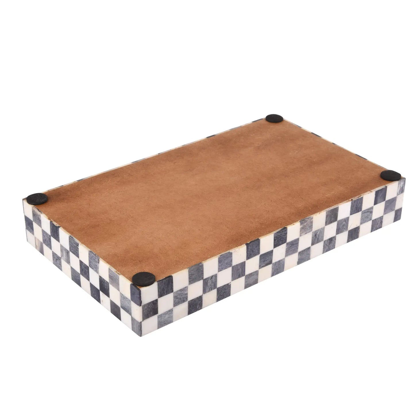 Vanity Trays Parlour Checkered Pattern Bone Inlay Collection in 10x6 - Concordia Style Boutique