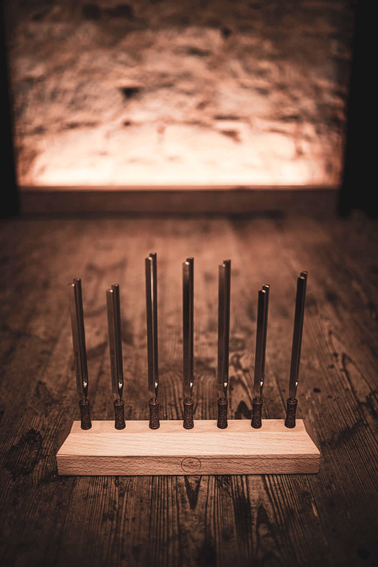 7-Piece Planetary Tuned Therapy Tuning Fork Chakra Set incl. Holder