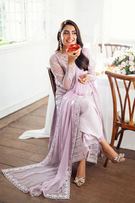 Azure - Twilight Lavender Three Piece Embroided Chiffon Suit