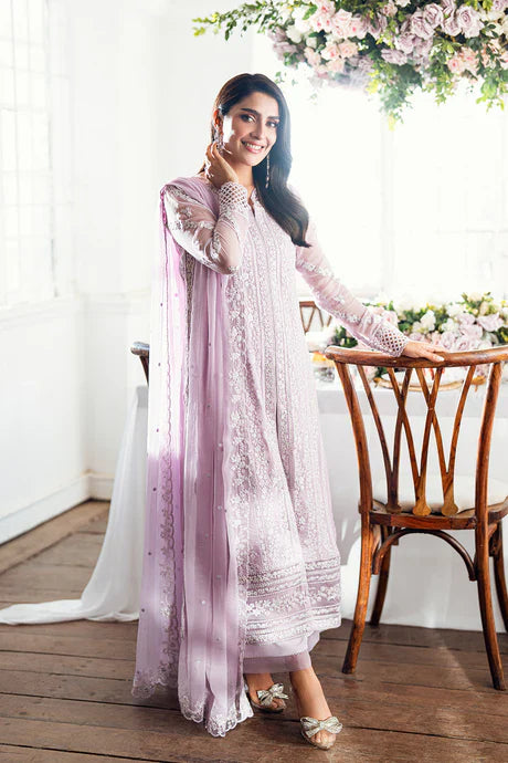 Azure - Twilight Lavender Three Piece Embroided Chiffon Suit