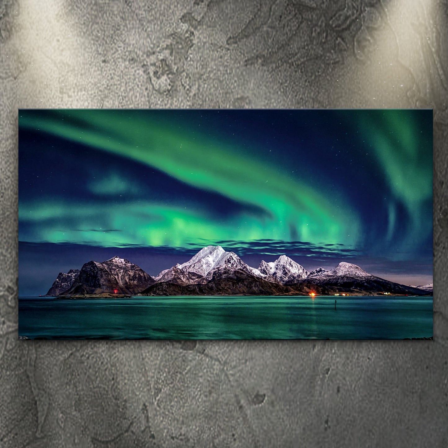 Lake And Northern Lights Canvas Wall Art