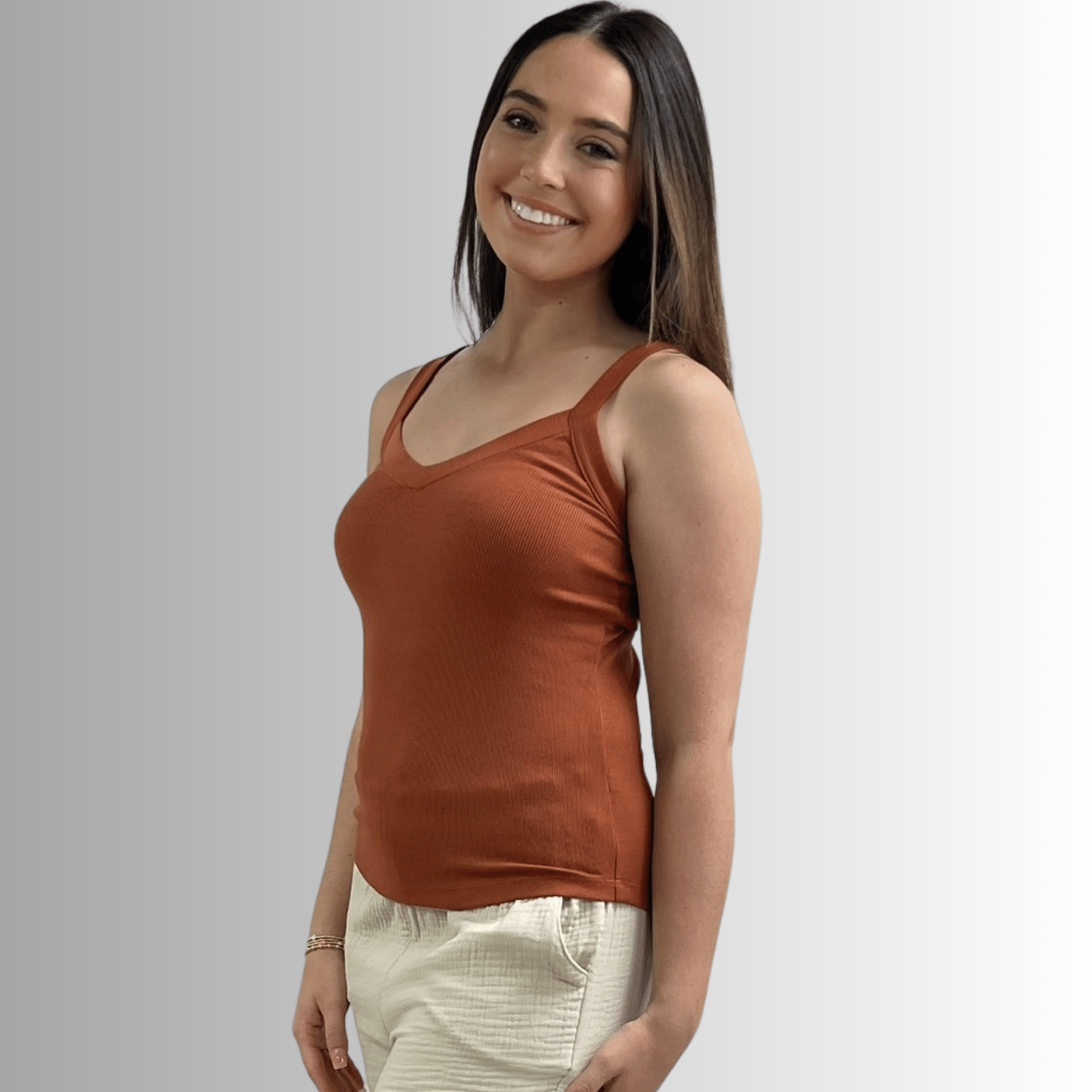 Harmony Premium Cotton Ribbed Tank Top in Gingerbread - Concordia Style Boutique