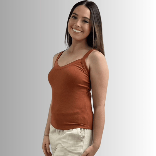 Harmony Premium Cotton Ribbed Tank Top in Gingerbread - Concordia Style Boutique