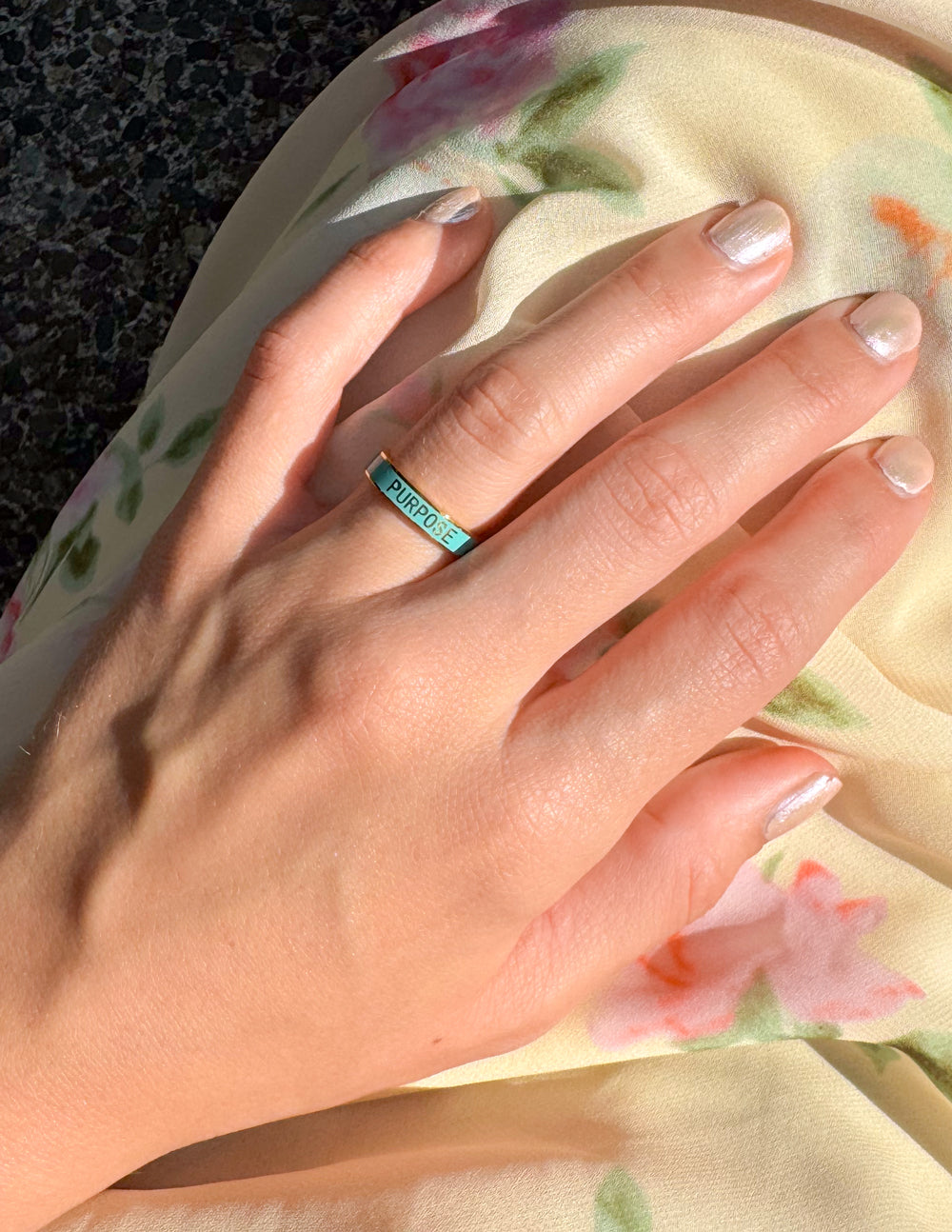 Teal Enamel Purpose Ring - Concordia Style Boutique