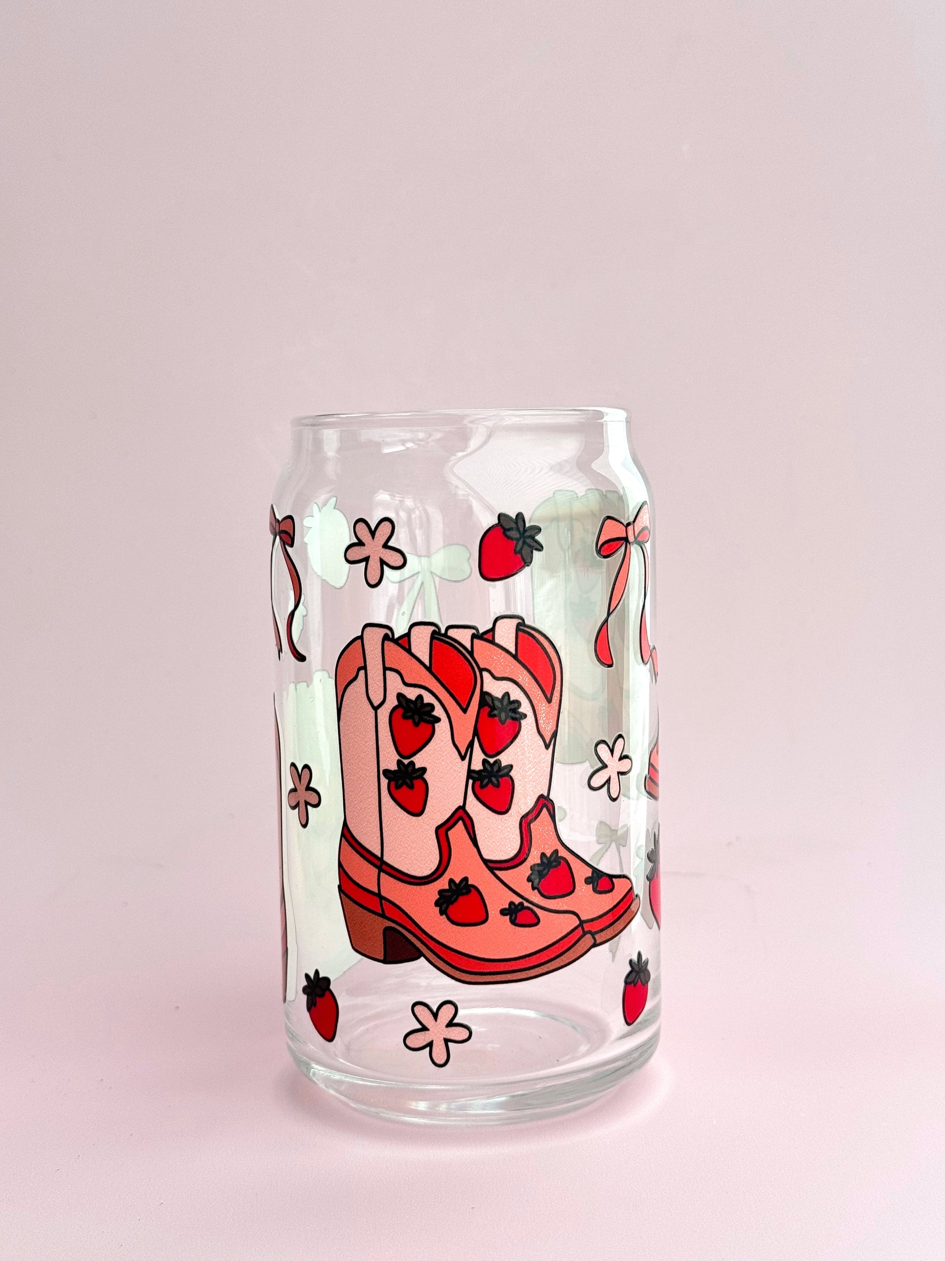 Strawberry Coquette Cowgirl Glass Cup - Concordia Style Boutique