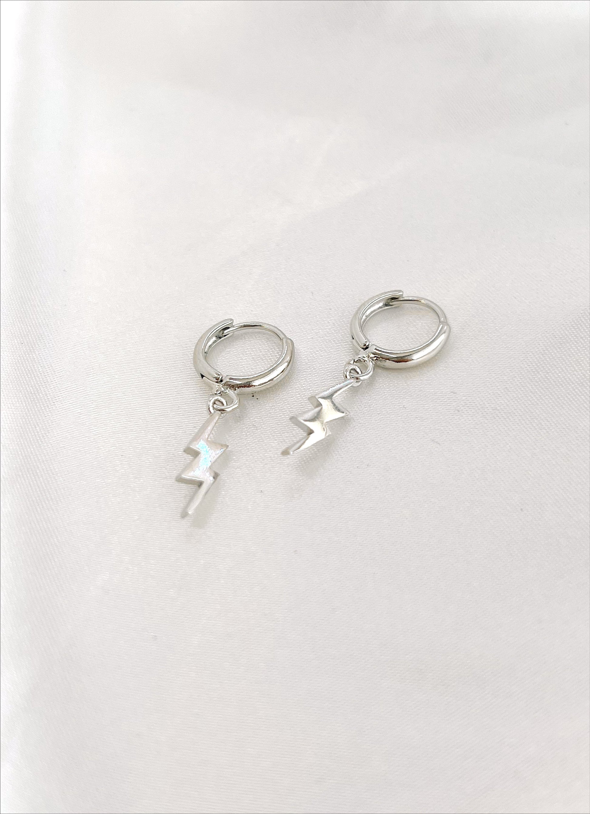 Silver Lightning Bolt Huggies - Concordia Style Boutique