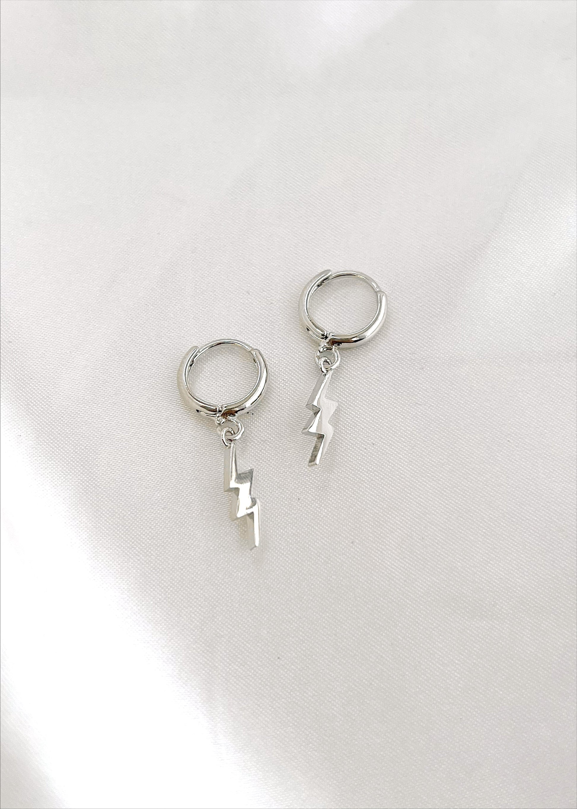 Silver Lightning Bolt Huggies - Concordia Style Boutique
