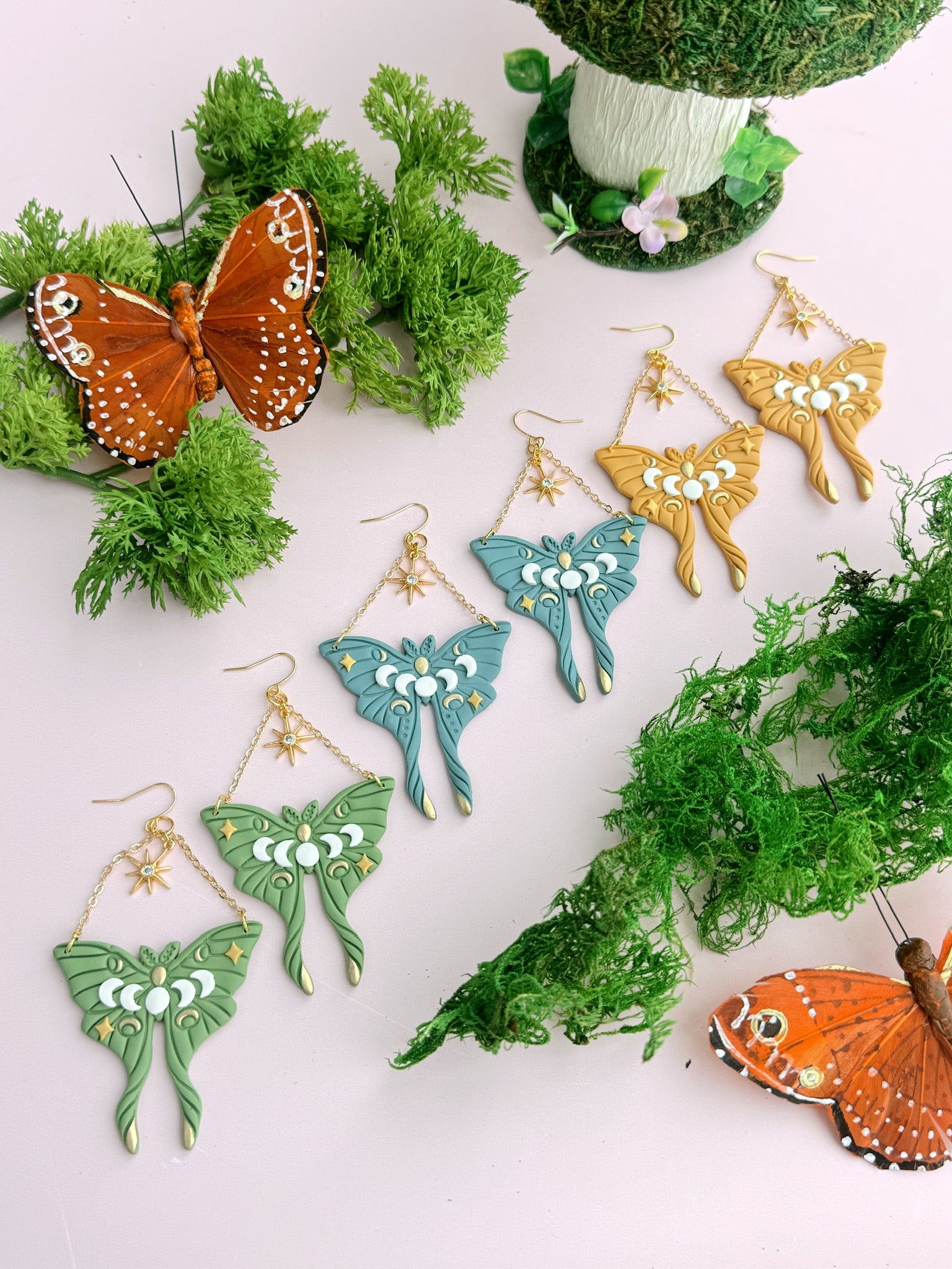 French Bell Blue Moth Dangles - Concordia Style Boutique
