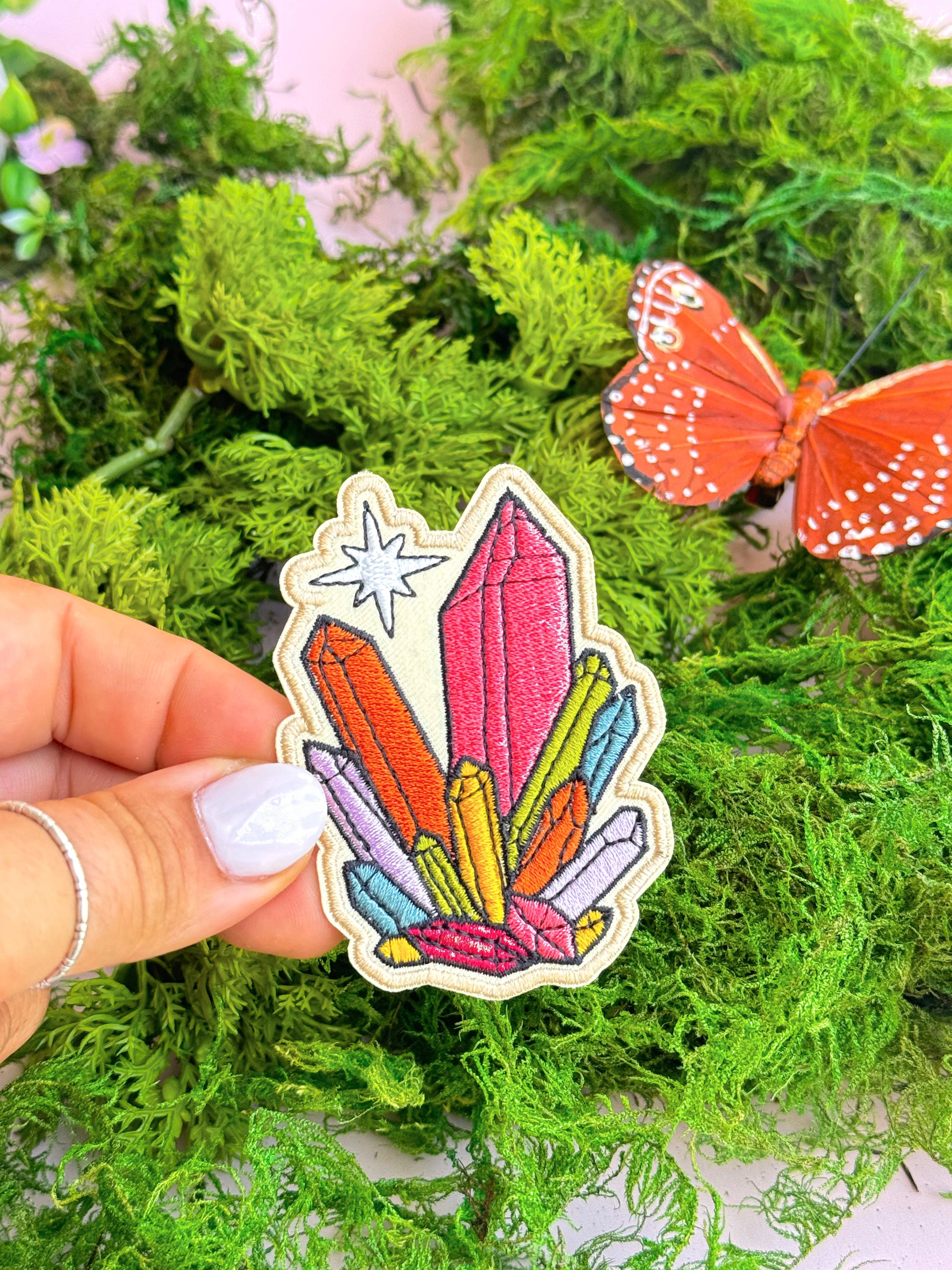 Rainbow Crystals Embroidered (Iron-On) Patch - Concordia Style Boutique