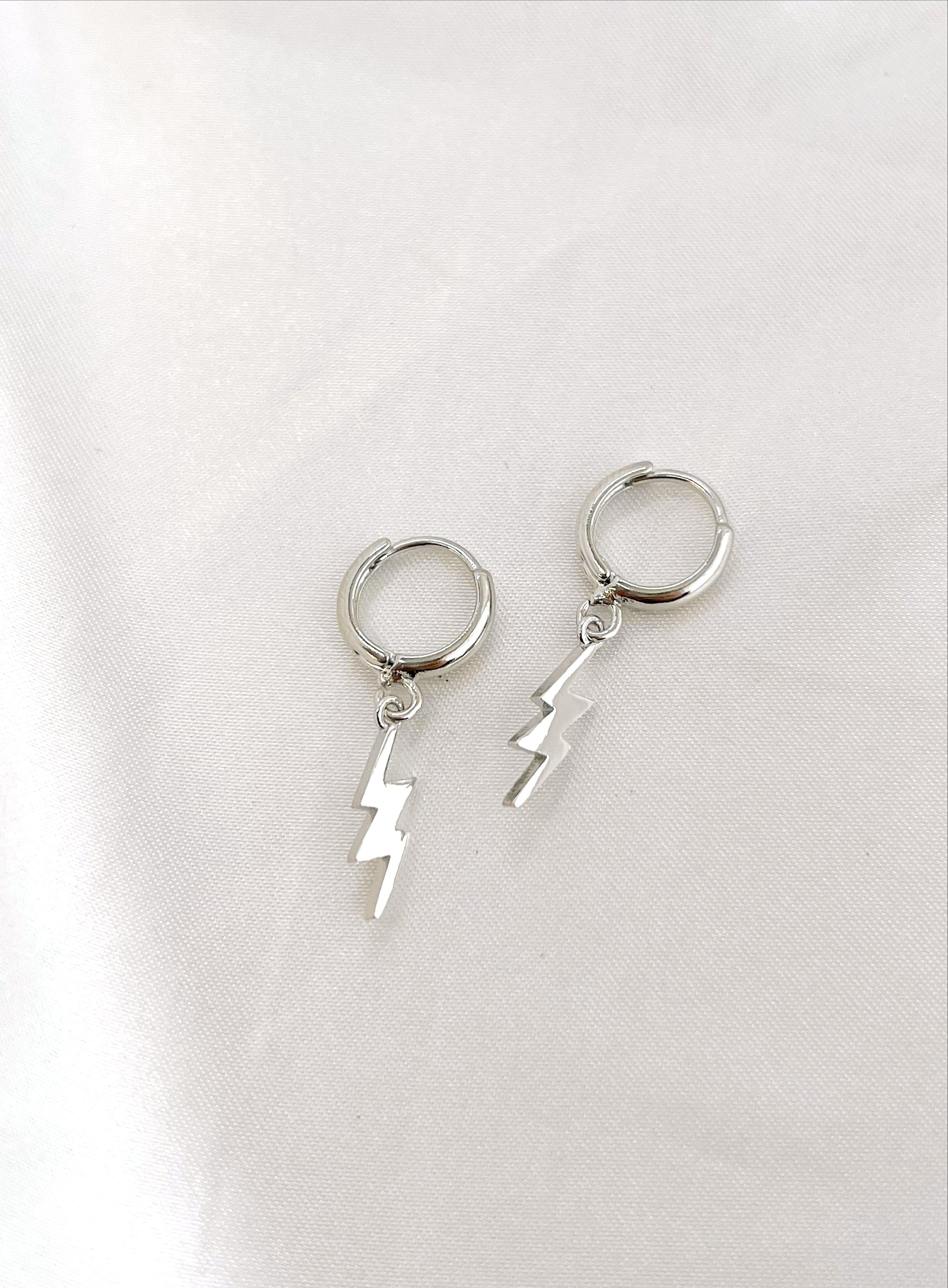 Silver Lightning Bolt Huggies - Concordia Style Boutique