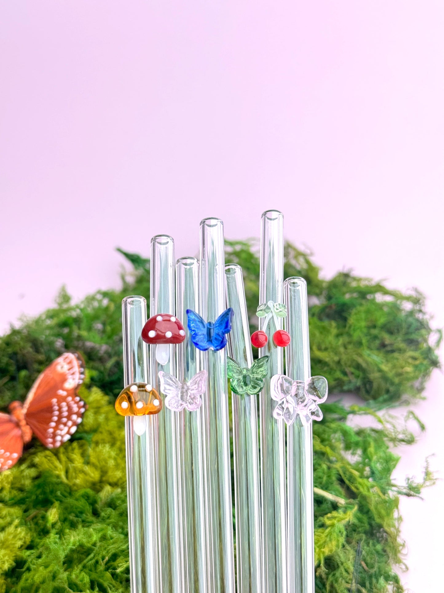 Butterfly Charm Glass Straws - Concordia Style Boutique