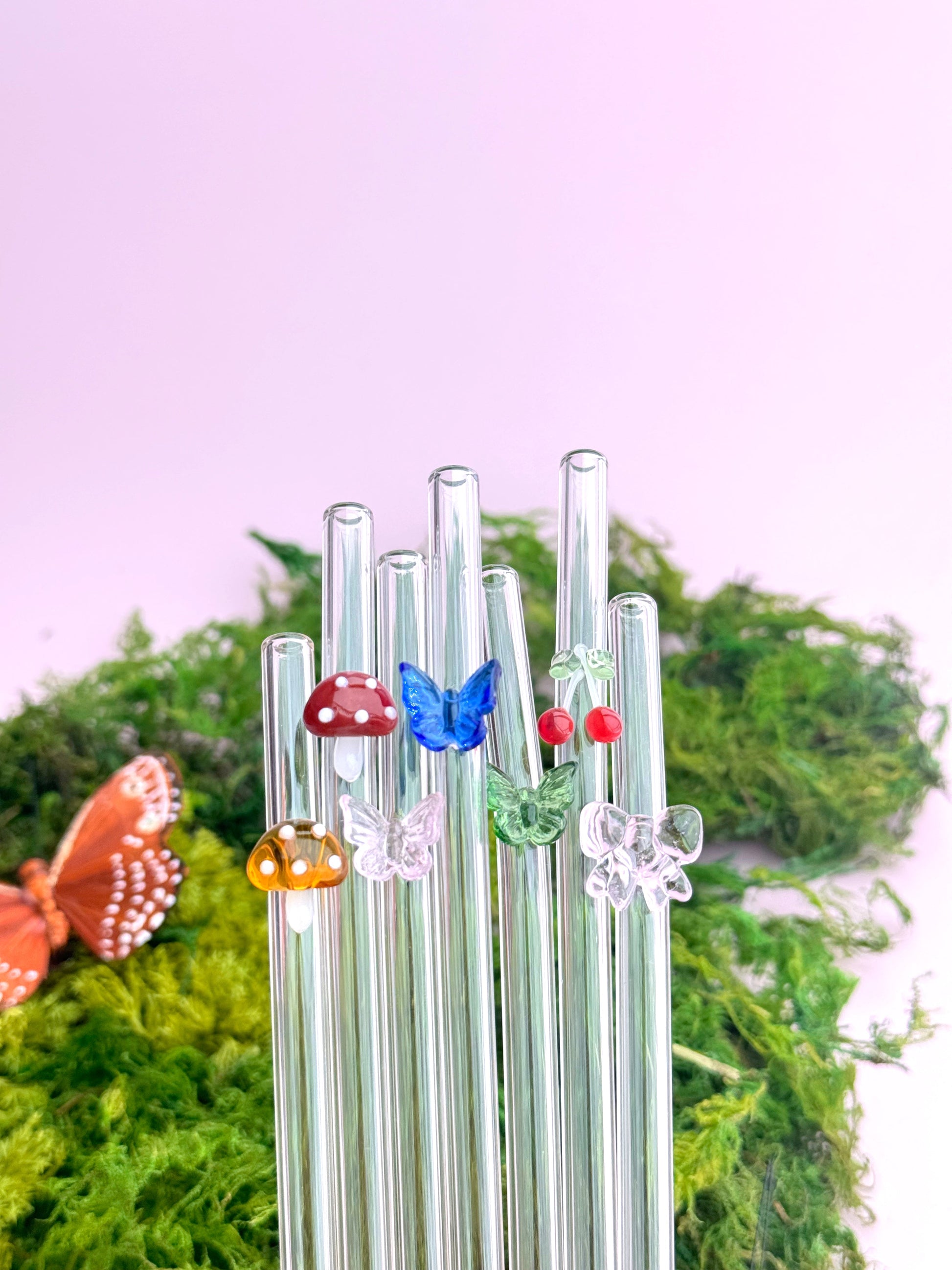 Butterfly Charm Glass Straws - Concordia Style Boutique
