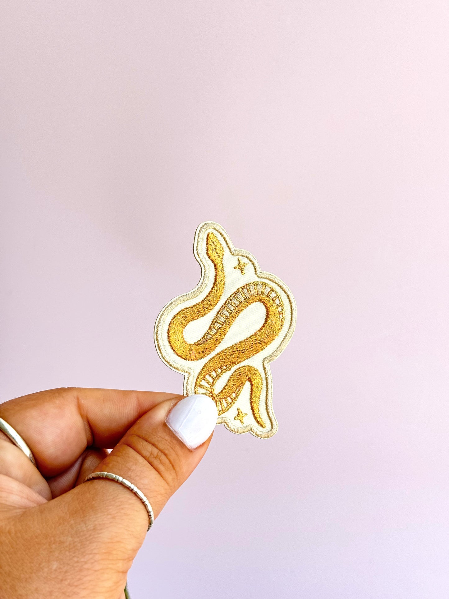 Metallic Gold Snake Embroidered (Iron-On) Patch - Concordia Style Boutique