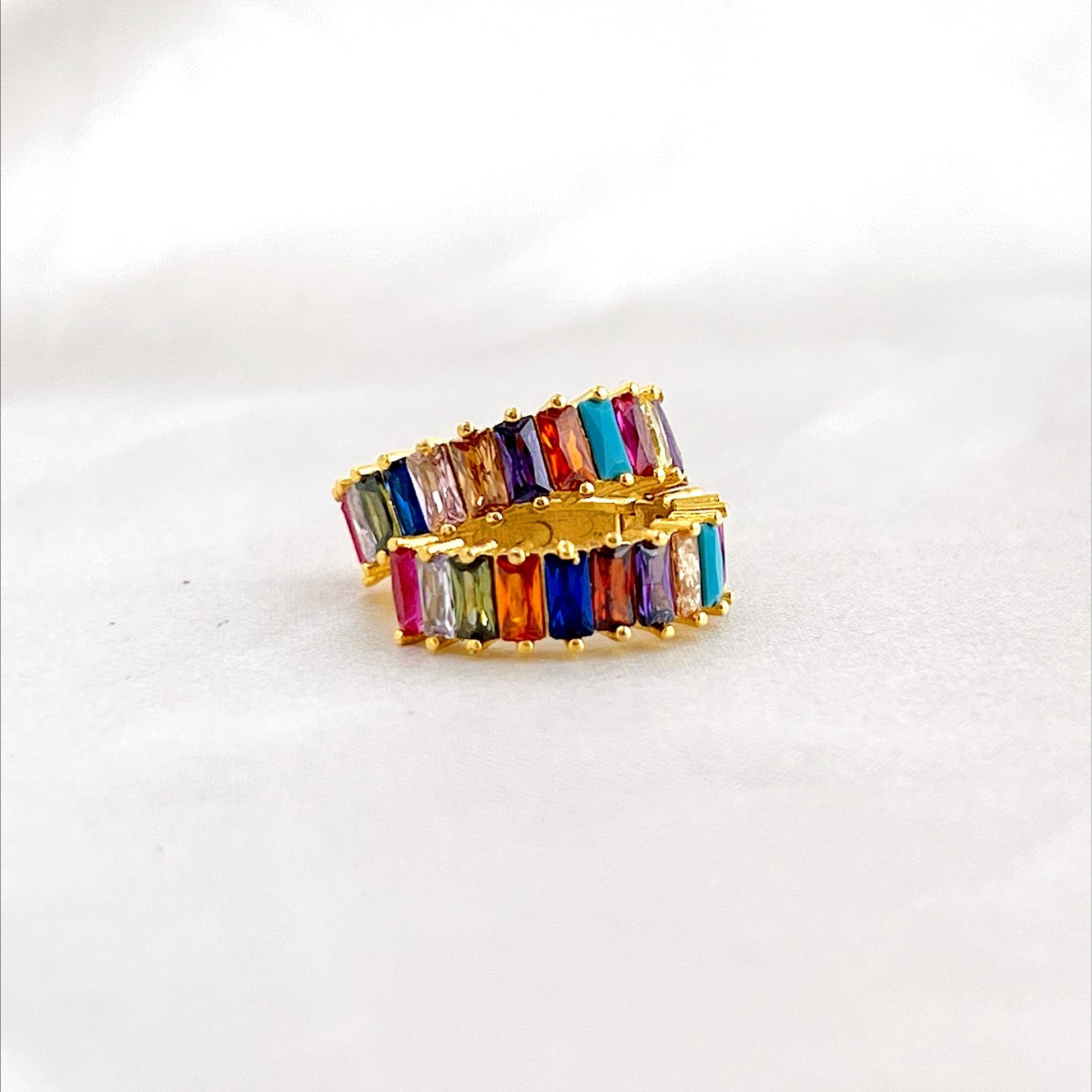 Gold Rainbow Jewel Huggies - Concordia Style Boutique