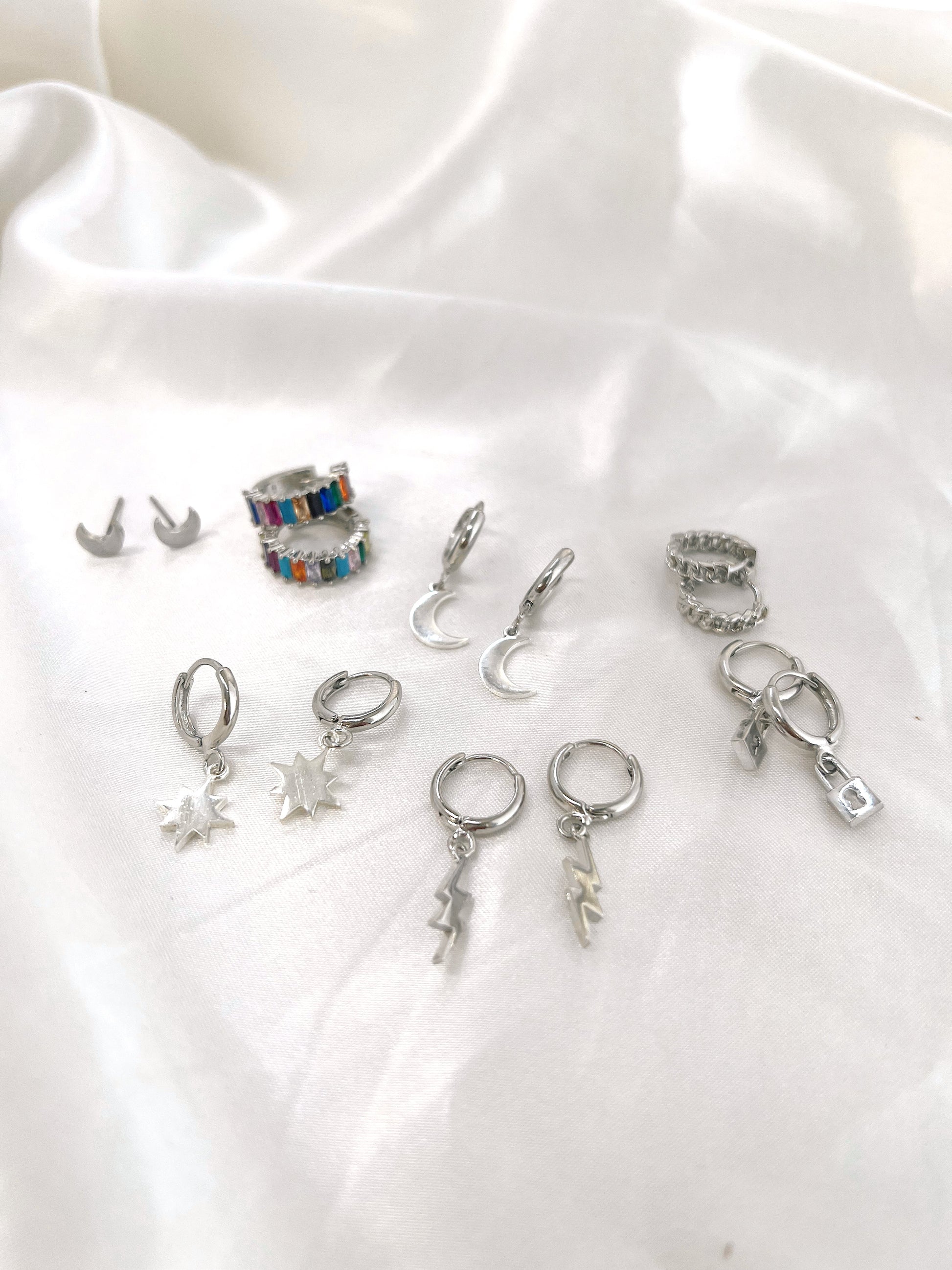 Silver Lightning Bolt Huggies - Concordia Style Boutique