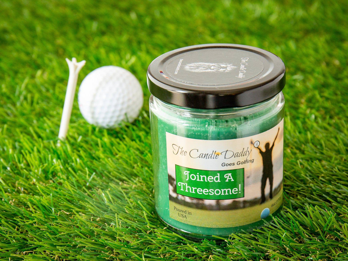 The Candle Daddy Goes Golfing - Joined a Threesome - Fairway Grass Scented 6 Ounce Jar Candle - 40 Hour Burn