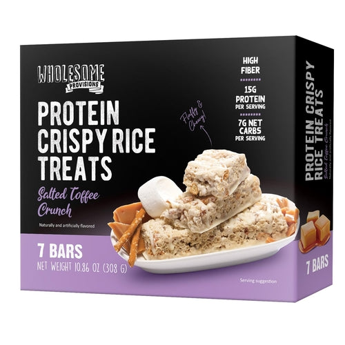 Salted Toffee Protein Rice Crispy Treats - 15g Protein, Low Carb 4g Net, High Fiber, Soft & Chewy - Concordia Style Boutique
