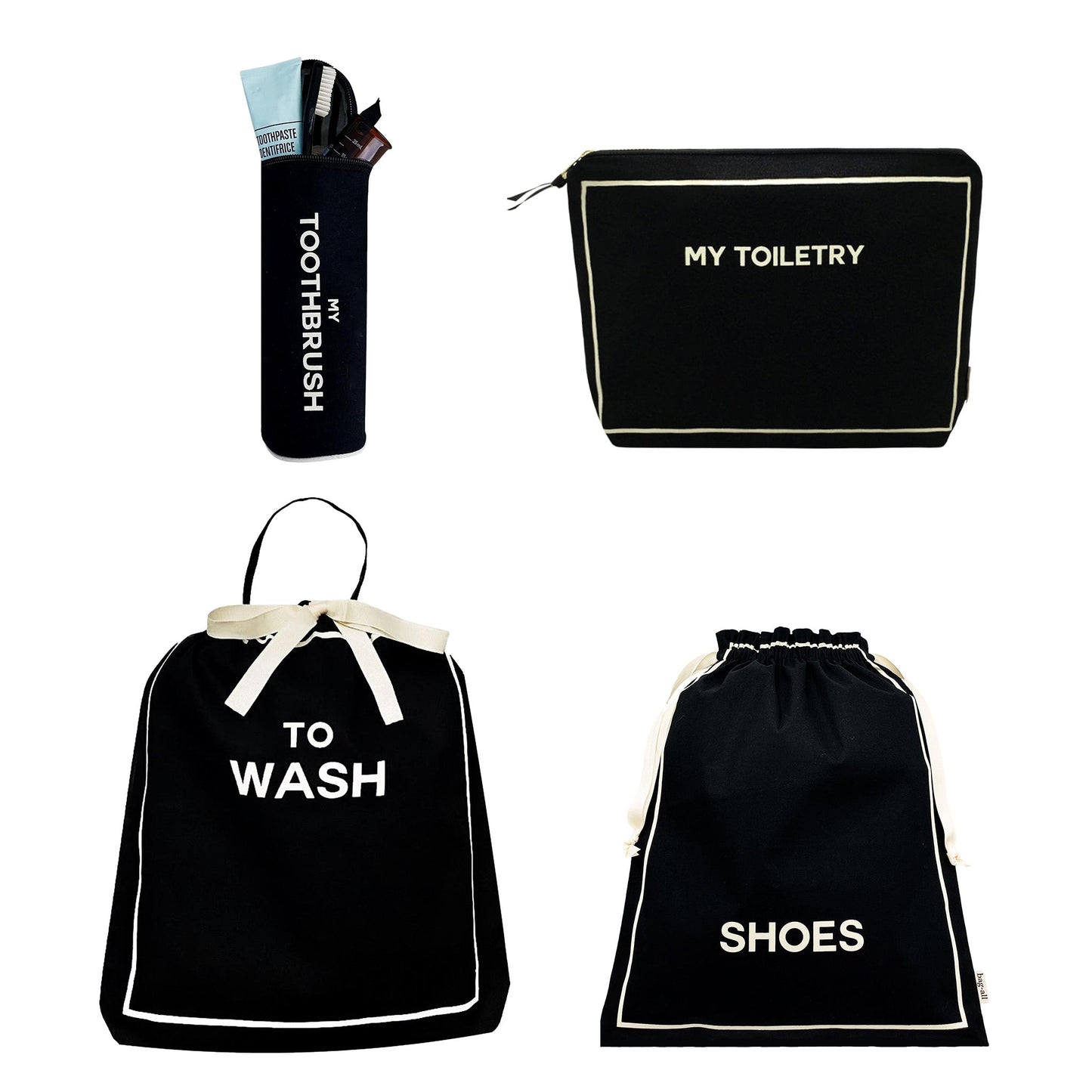 Toiletry Travel Gift Set Deal 4-Pack, Black - Concordia Style Boutique