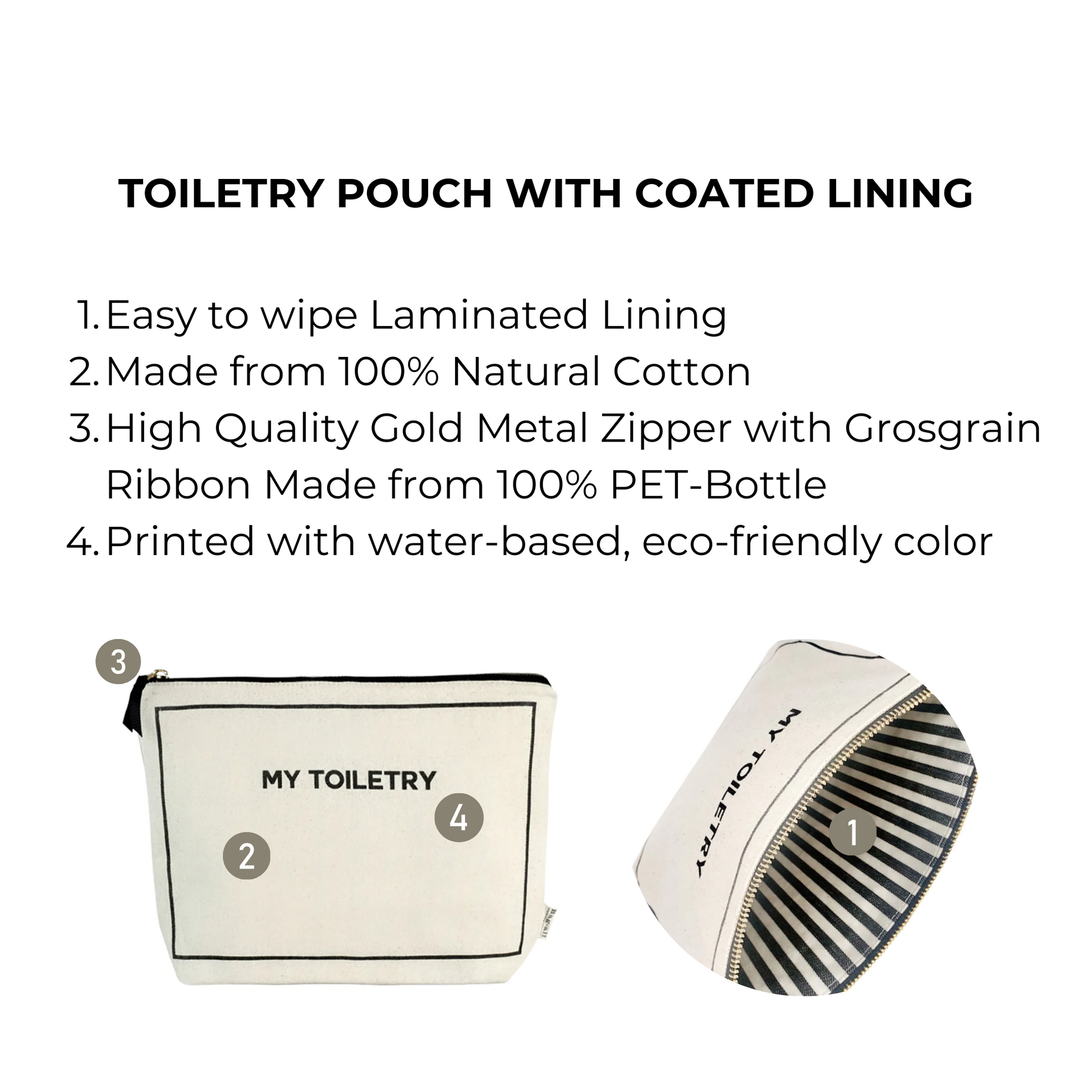 Toiletry Pouch with Coated Lining, Cream - Concordia Style Boutique