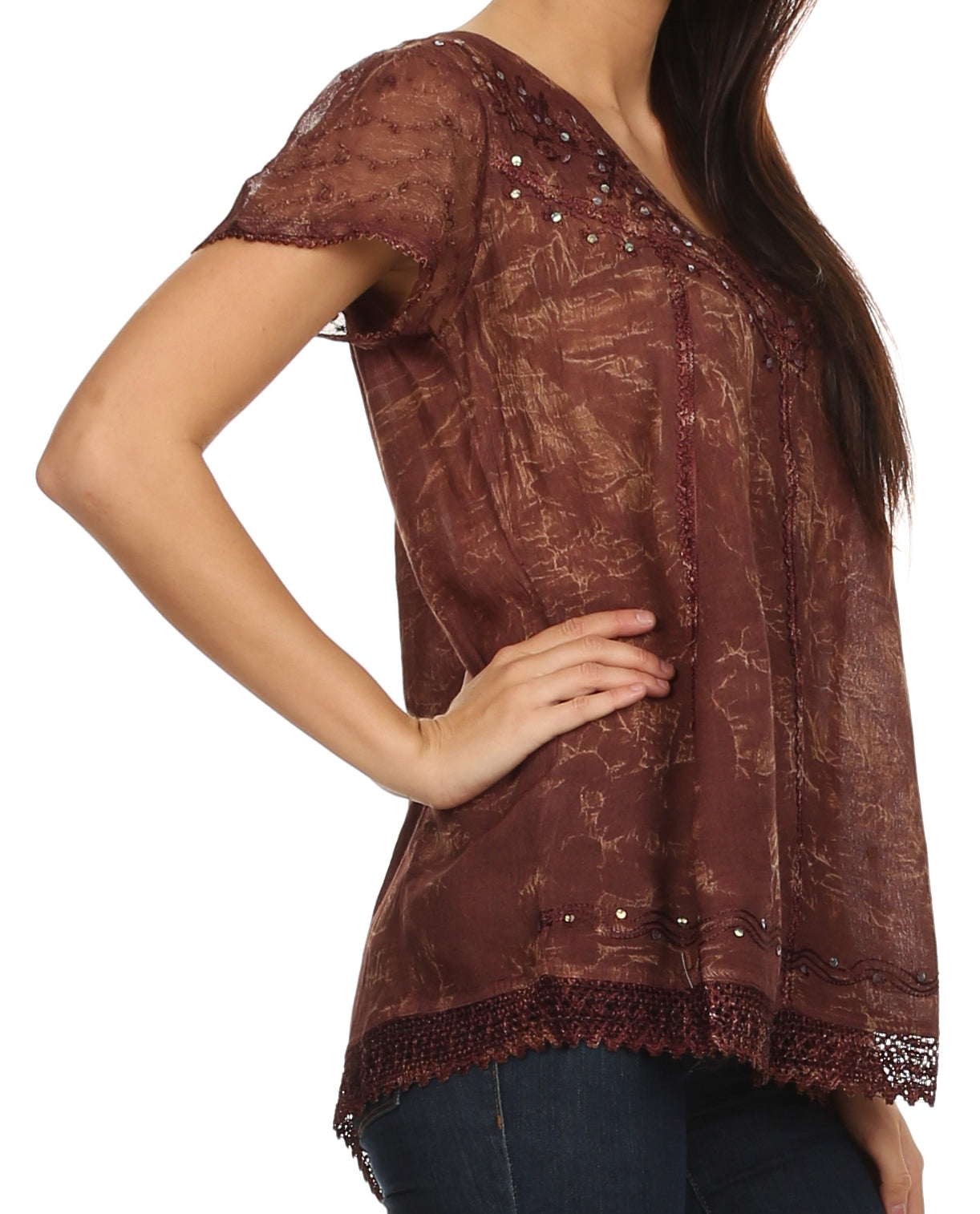 Sakkas Hope Embroidery And Seqiun Accents Summer Blouse - Concordia Style Boutique