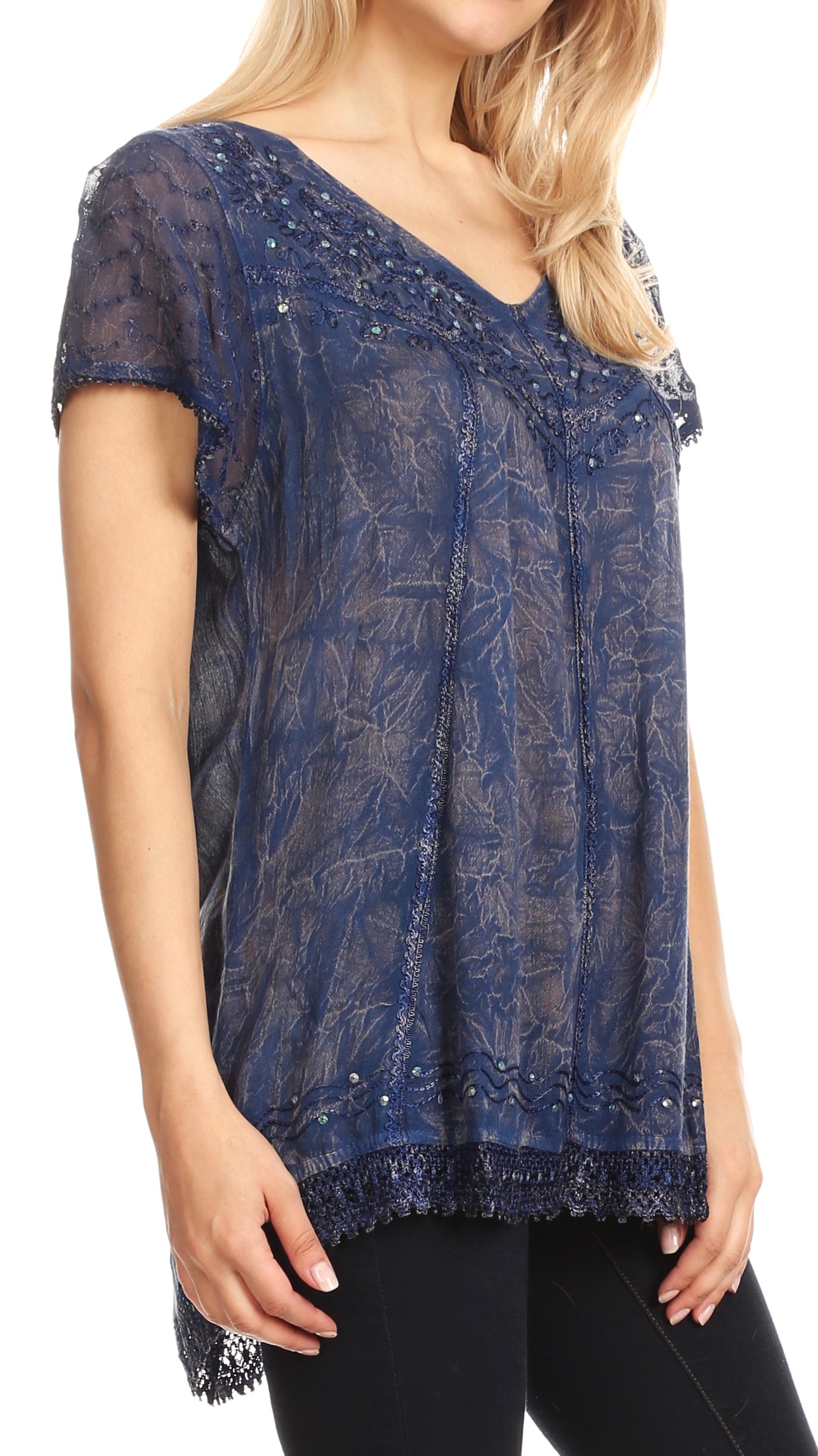Sakkas Hope Embroidery And Seqiun Accents Summer Blouse - Concordia Style Boutique