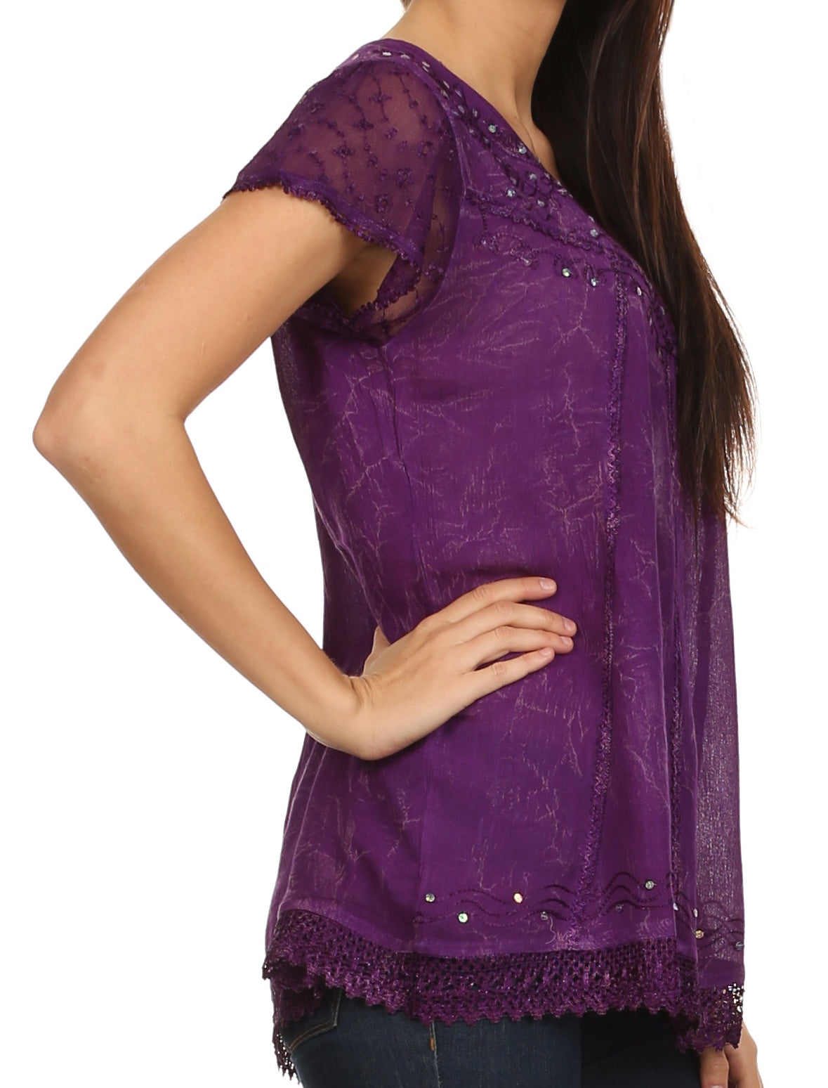 Sakkas Hope Embroidery And Seqiun Accents Summer Blouse - Concordia Style Boutique