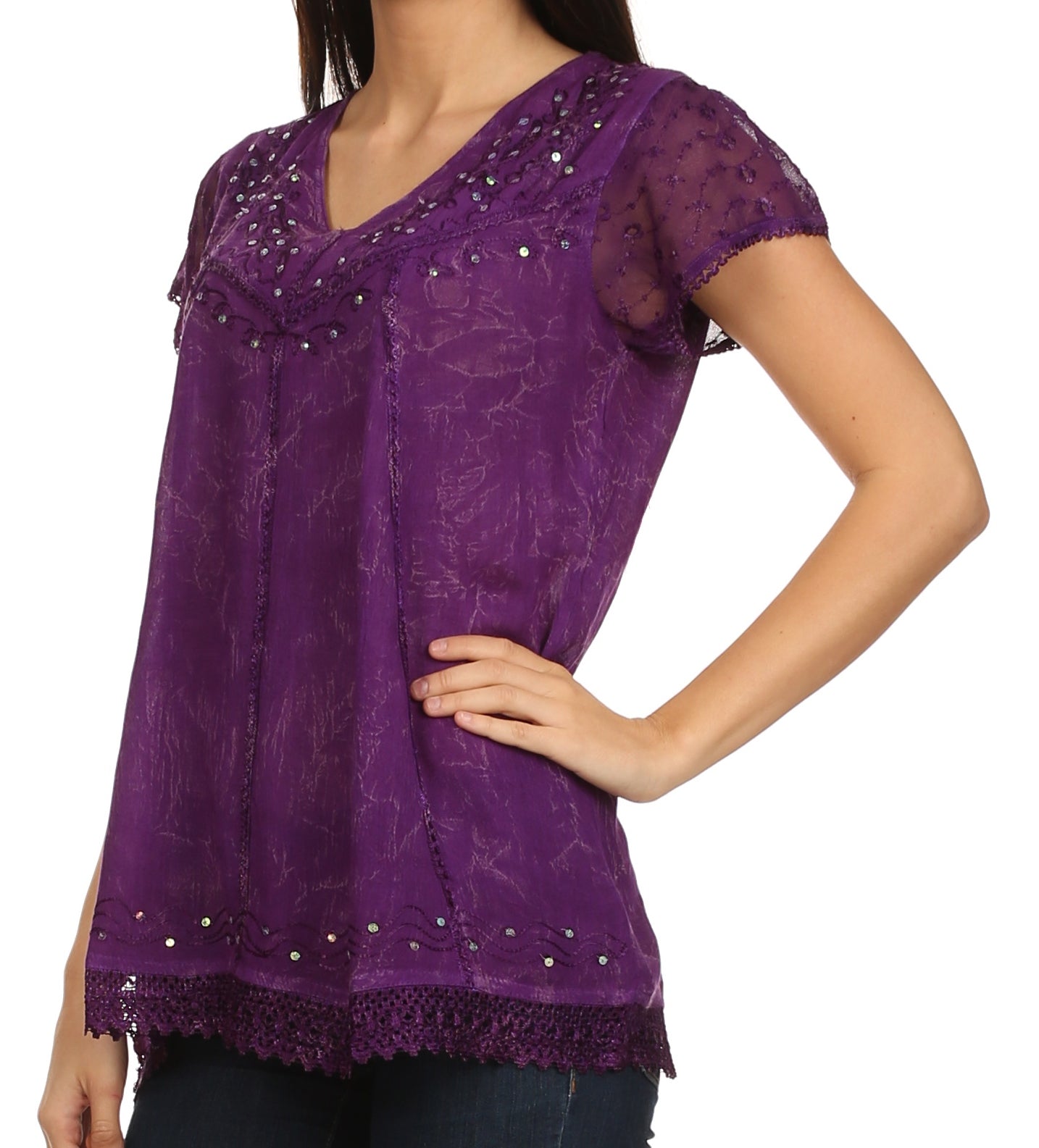Sakkas Hope Embroidery And Seqiun Accents Summer Blouse - Concordia Style Boutique