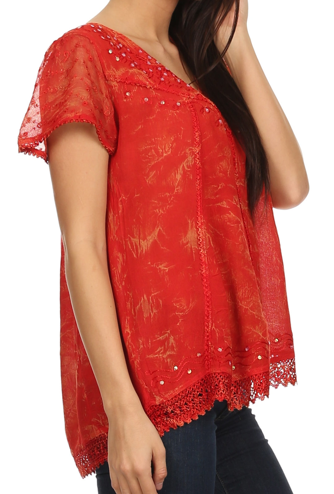 Sakkas Hope Embroidery And Seqiun Accents Summer Blouse - Concordia Style Boutique