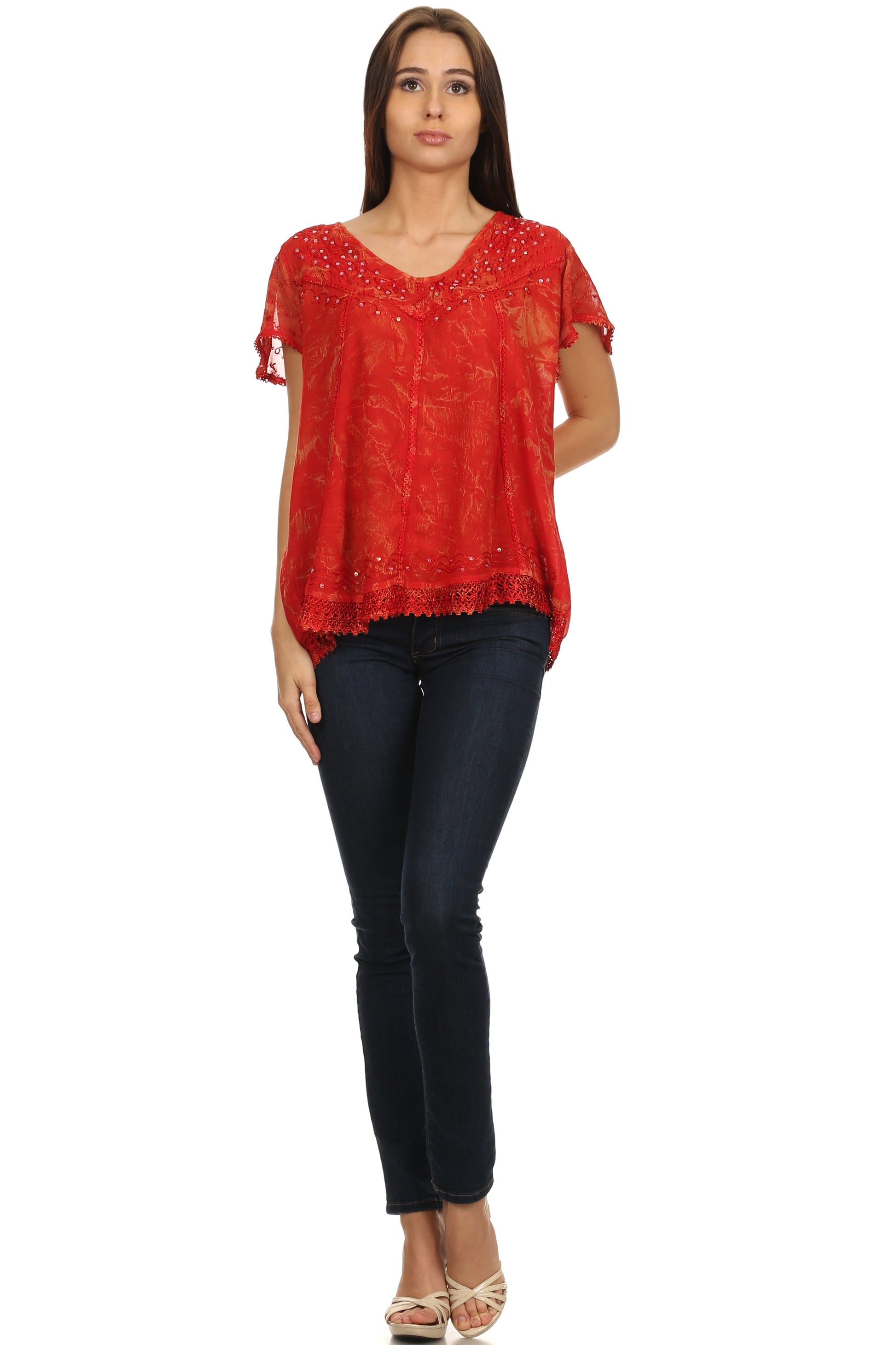 Sakkas Hope Embroidery And Seqiun Accents Summer Blouse - Concordia Style Boutique