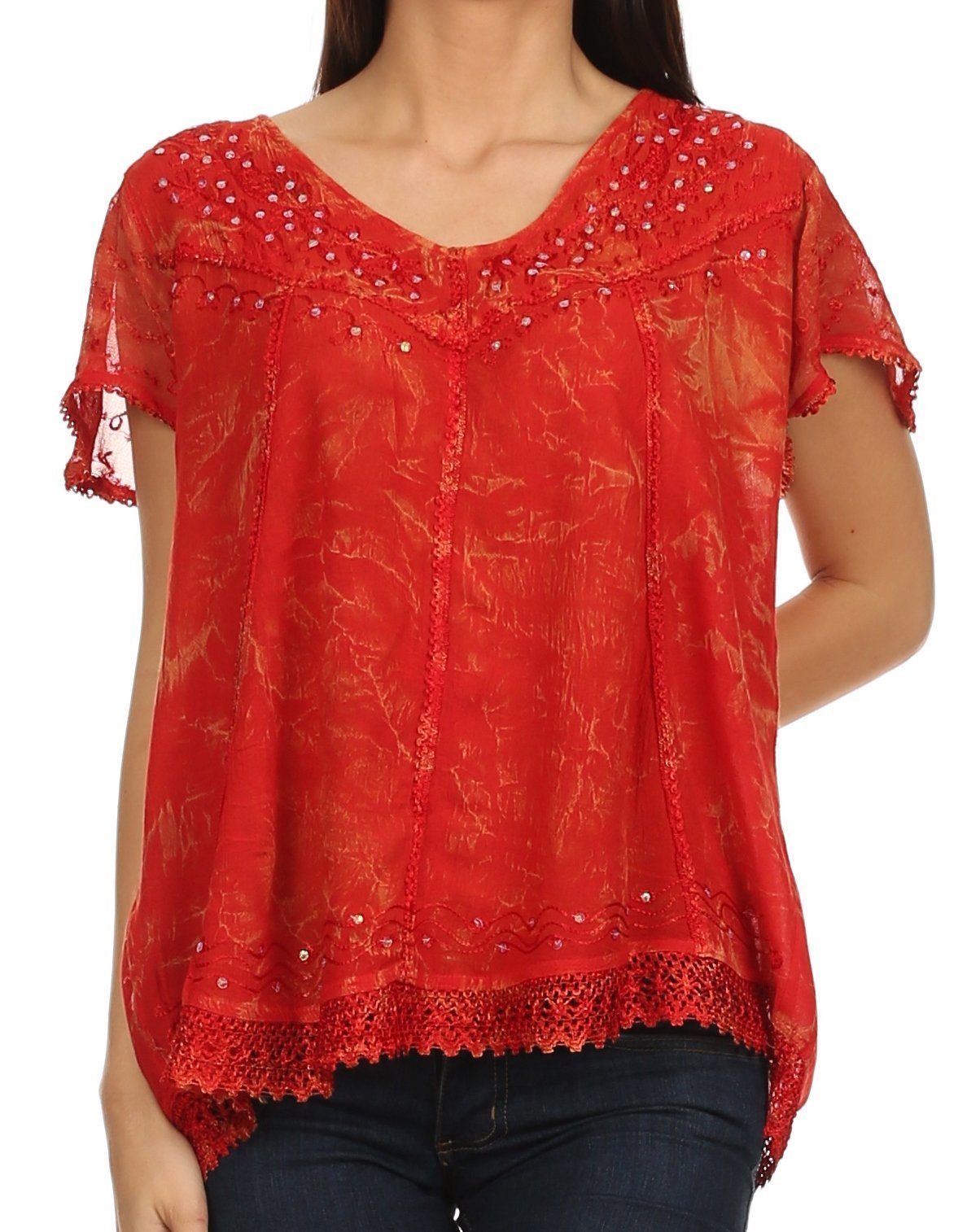 Sakkas Hope Embroidery And Seqiun Accents Summer Blouse - Concordia Style Boutique