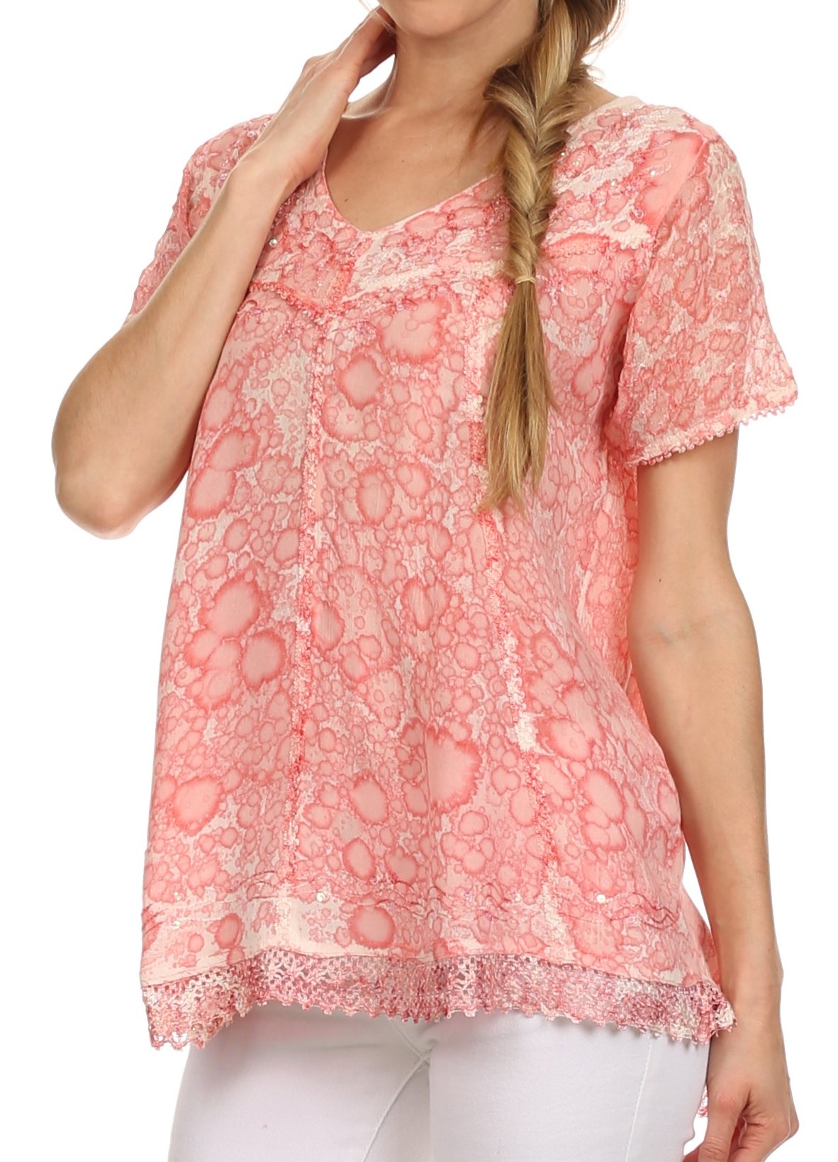 Sakkas Charolette Embroidery And Seqiun Accents Blouse - Concordia Style Boutique