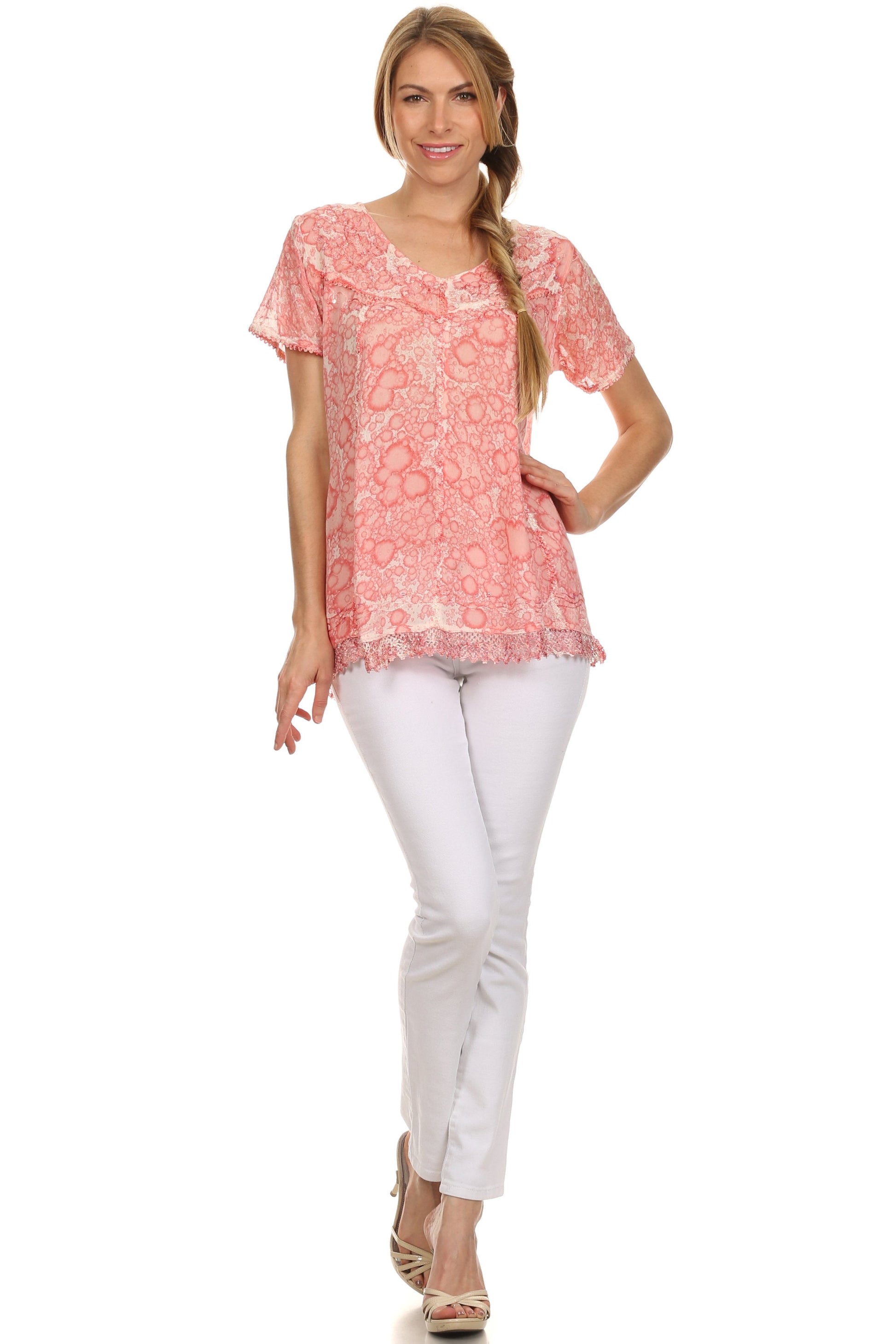 Sakkas Charolette Embroidery And Seqiun Accents Blouse - Concordia Style Boutique