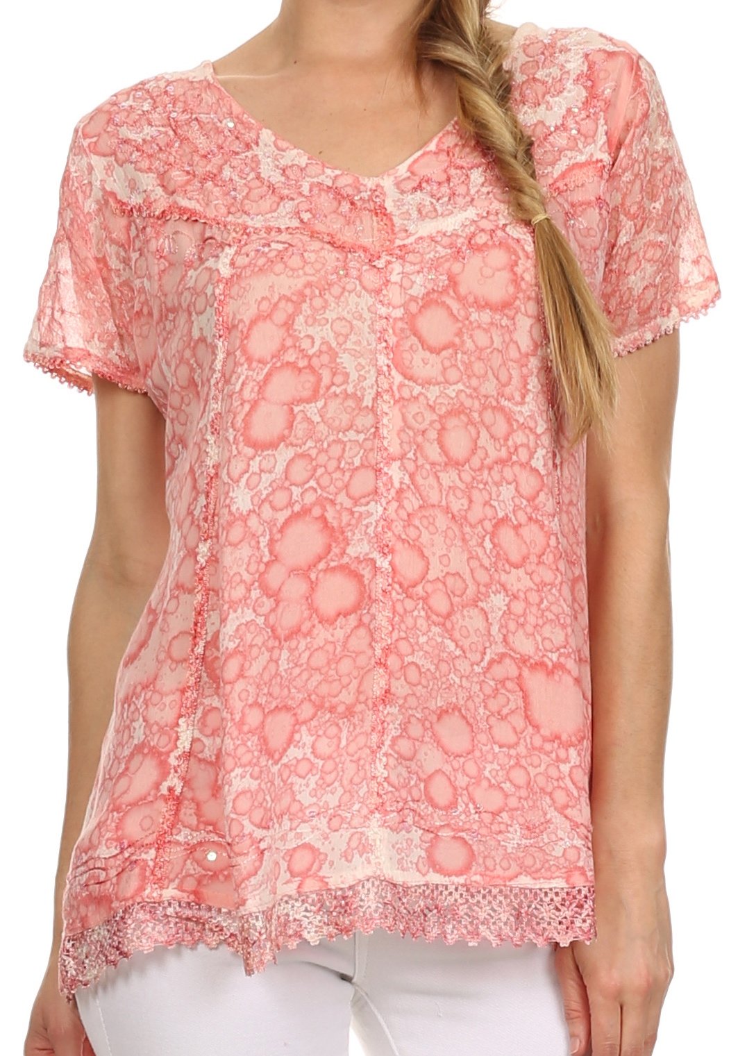 Sakkas Charolette Embroidery And Seqiun Accents Blouse - Concordia Style Boutique