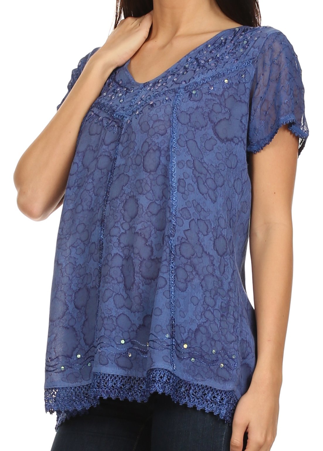 Sakkas Charolette Embroidery And Seqiun Accents Blouse - Concordia Style Boutique