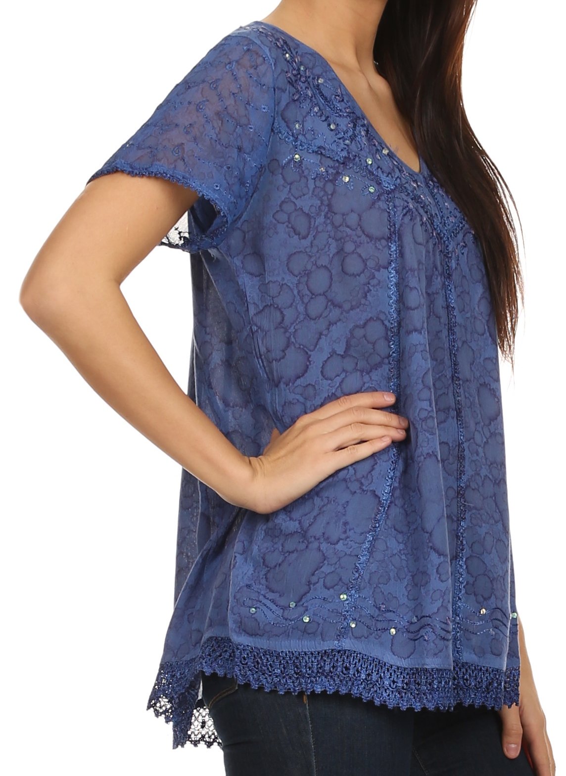Sakkas Charolette Embroidery And Seqiun Accents Blouse - Concordia Style Boutique