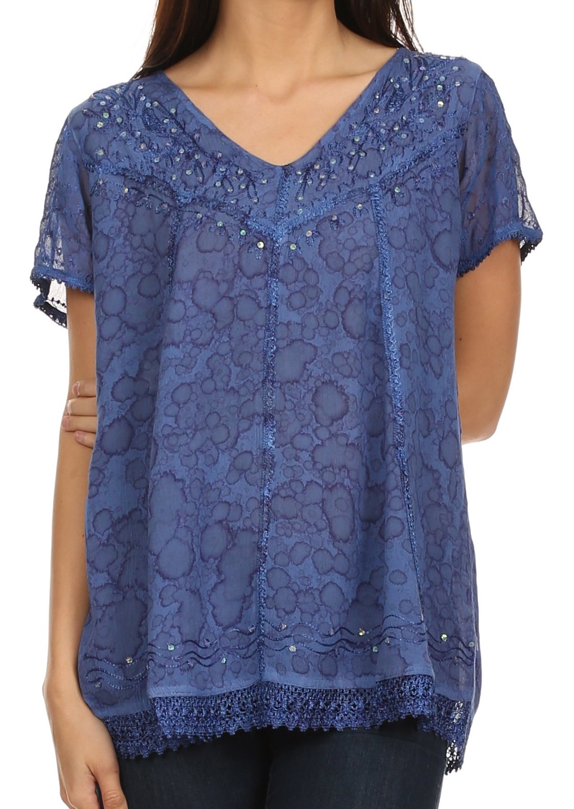 Sakkas Charolette Embroidery And Seqiun Accents Blouse - Concordia Style Boutique