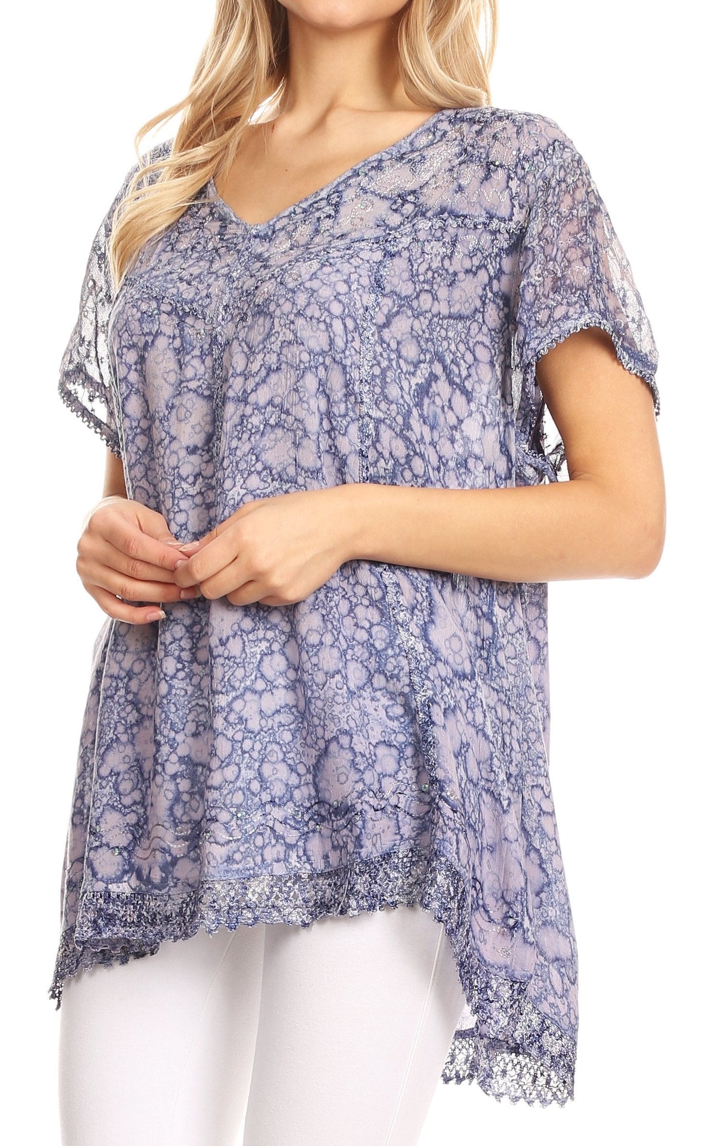 Sakkas Charolette Embroidery And Seqiun Accents Blouse - Concordia Style Boutique