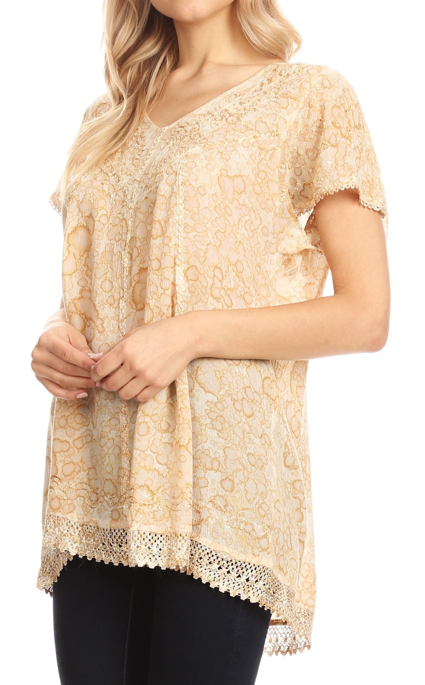 Sakkas Charolette Embroidery And Seqiun Accents Blouse - Concordia Style Boutique